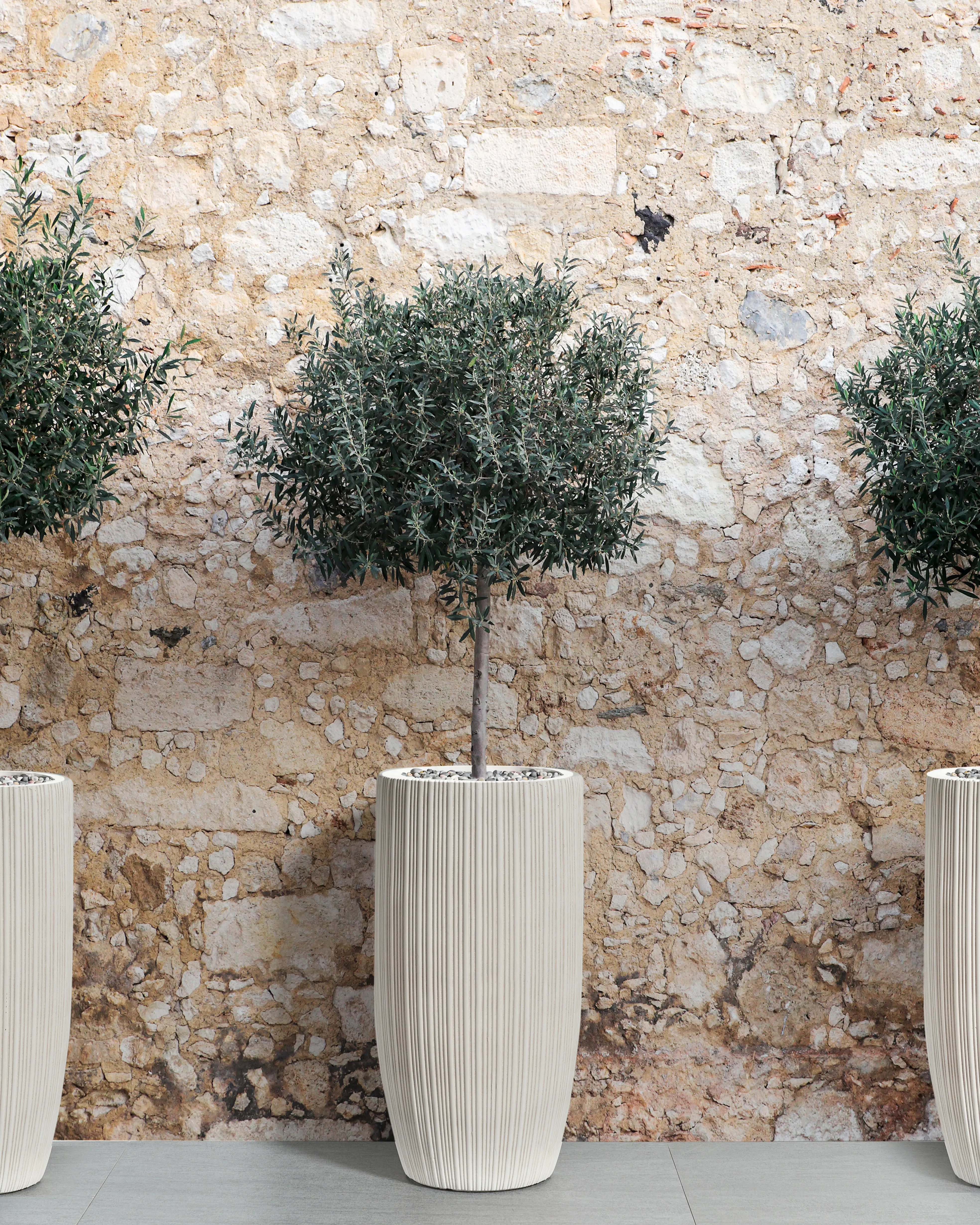 Plant Pot ZELKOVA 35 cm Light Beige
