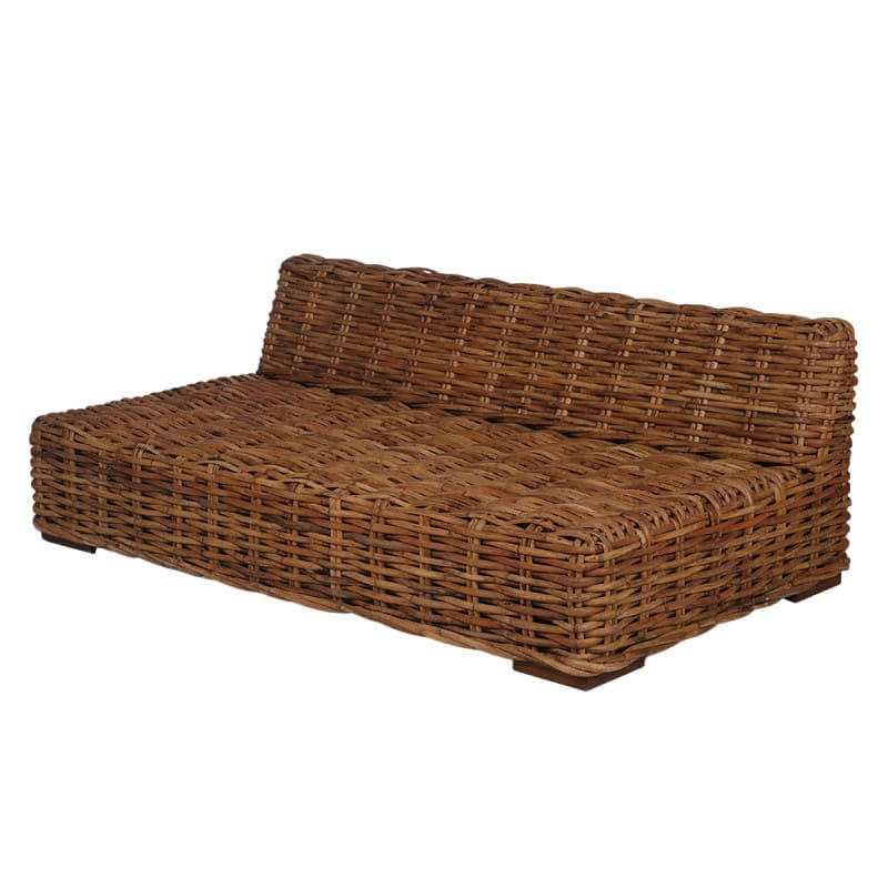 DROIT CAYENNE - Canapé 3 places en rotin tressé marron