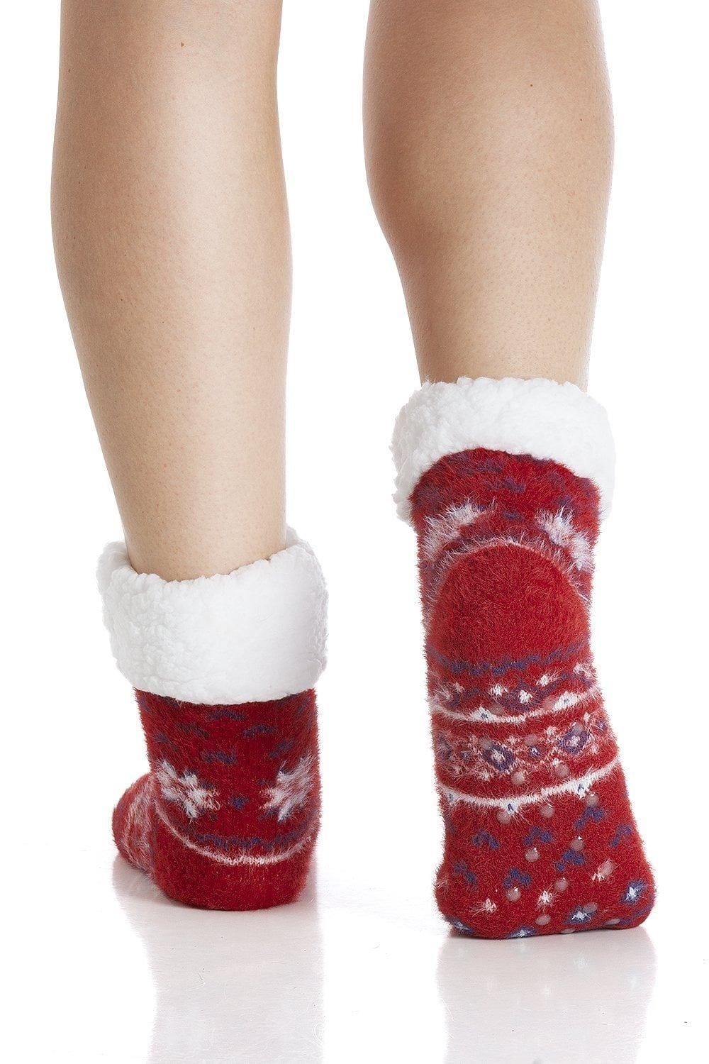 Camille Soft and Fuzzy Fairisle Print Bed Socks