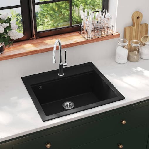 NNEVL Granite Kitchen Sink Single Basin Black