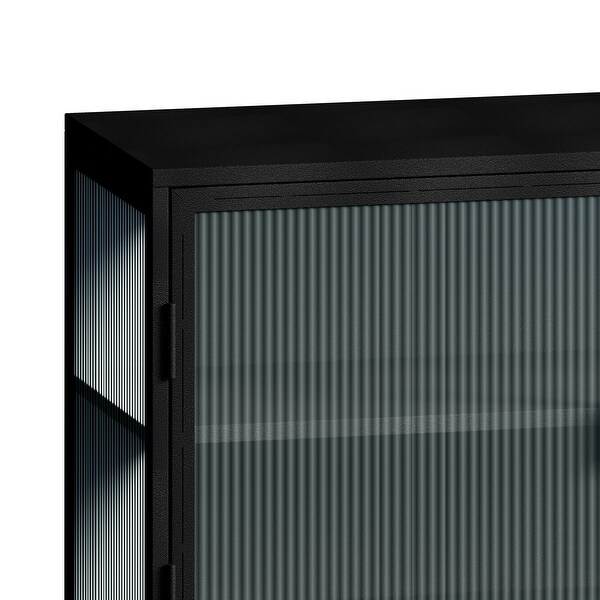 Glass Doors Modern MDF Cabinet with Featuring Two-tier Storage for Entryway Living Room Bathroom Dining Room,Kitchen