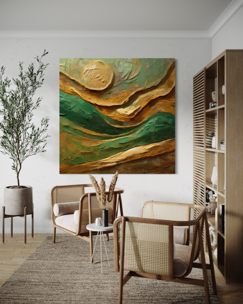 Feeby Obraz na płótnie, Abstrakcja malowana na zielono 30x30