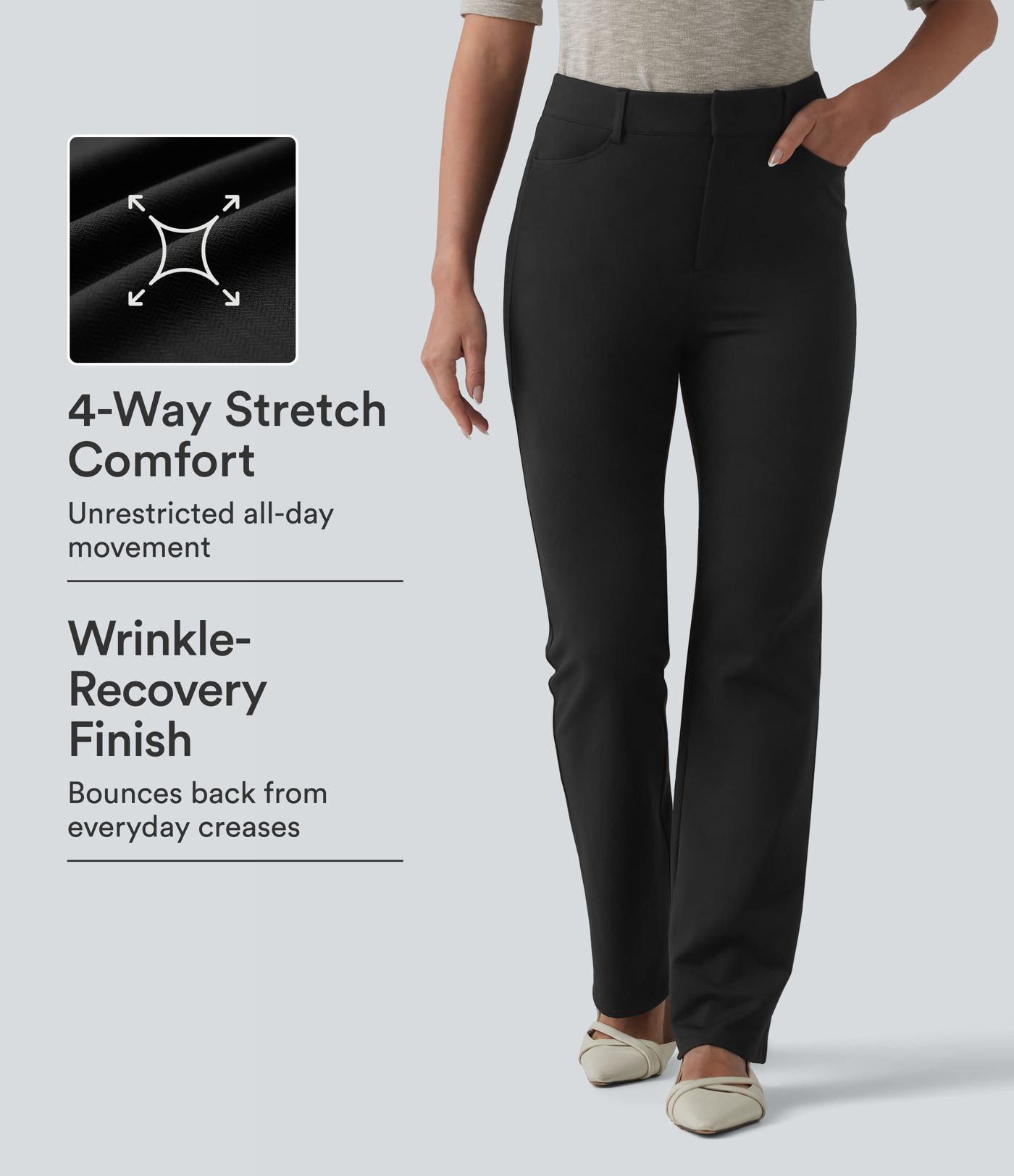 Halara Flex™ Pantalon tailleur bootcut taille haute à chevrons avec poches