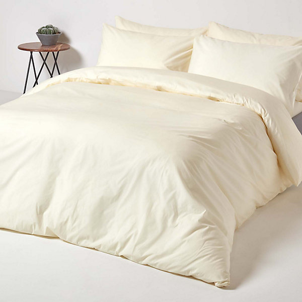Parure de lit 100% coton égyptien 200 fils ivoire, 260x220cm - HOMESCAPES