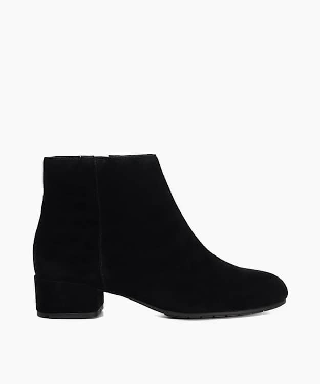 Pippie Black - Wide Fit Suede Black Ankle Boots