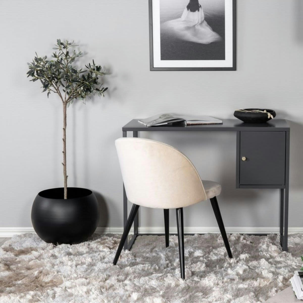 KAPAL - Bureau minimaliste en métal avec placard gris