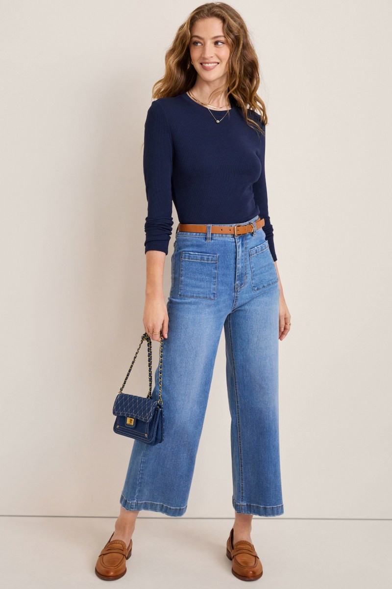 Nora Patch Pocket Wide Leg Jeans