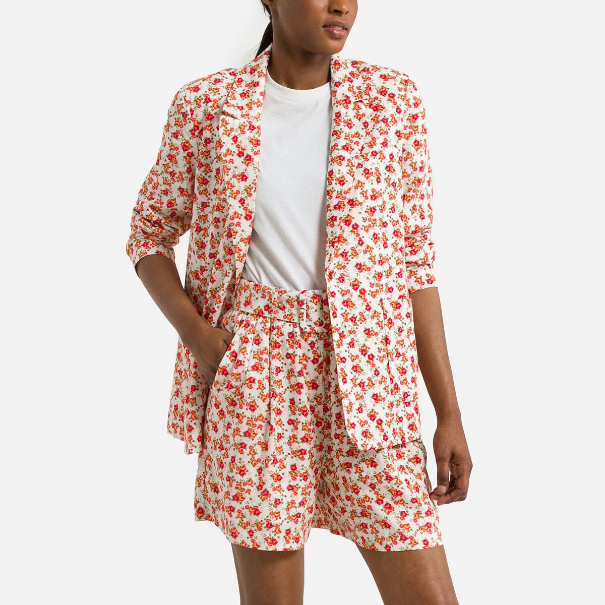 Blazer imprimé, coupe droite