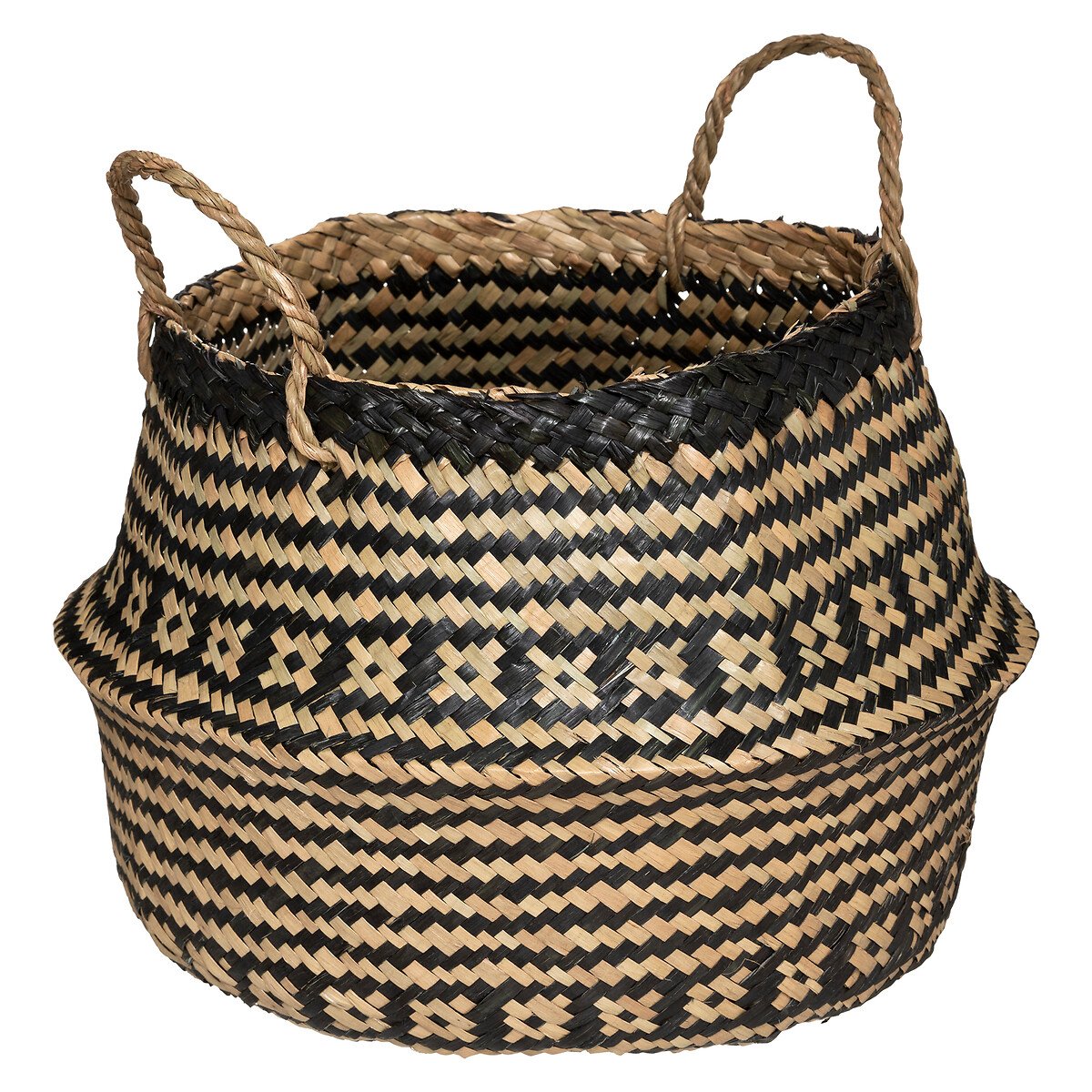 Cesto decorativo seagrass preto e branco