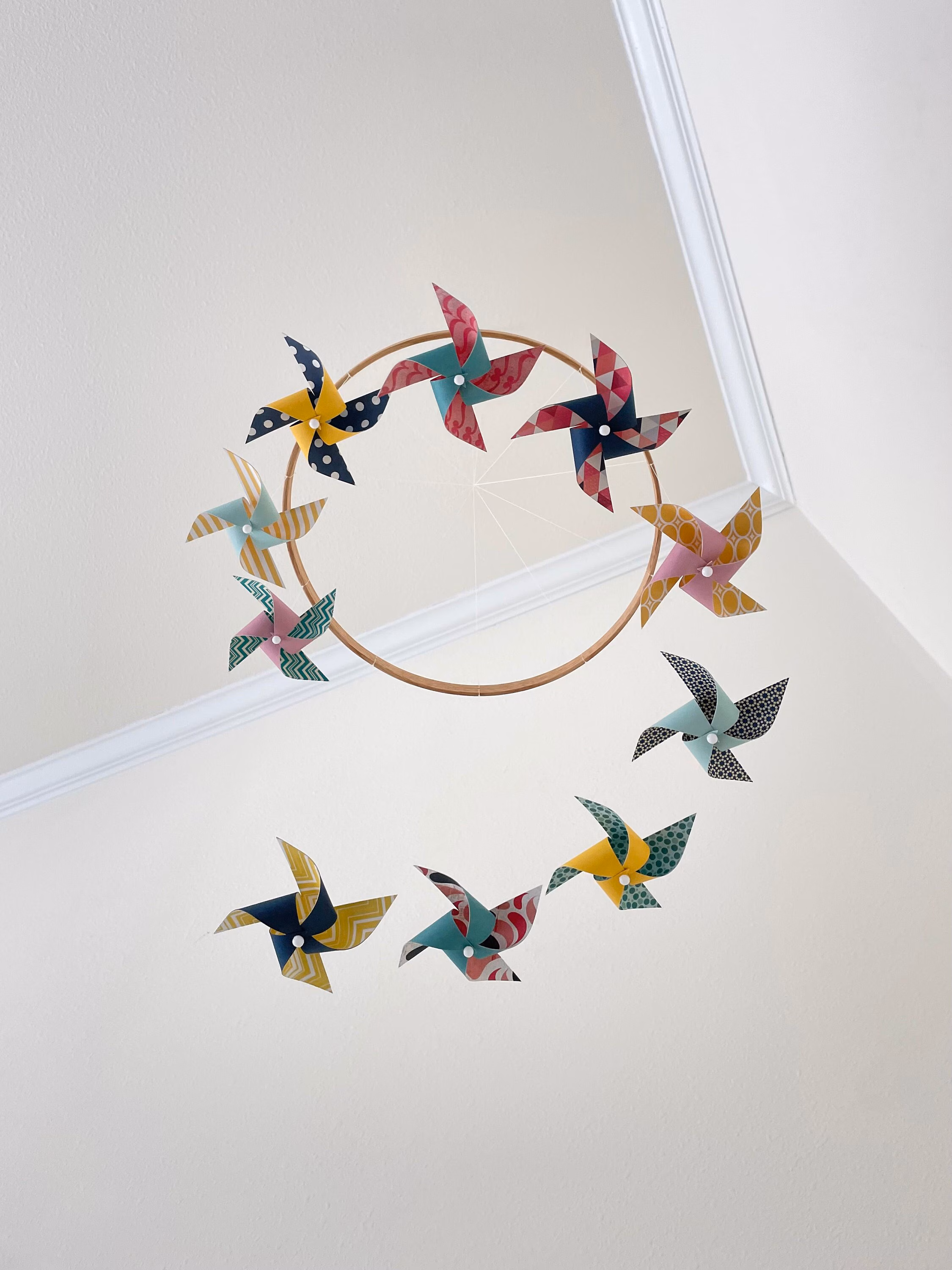 Unique Handmade Baby Crib Mobile for an Aqua, Navy, Teal, Yellow, Pink Nursery: Sassafras