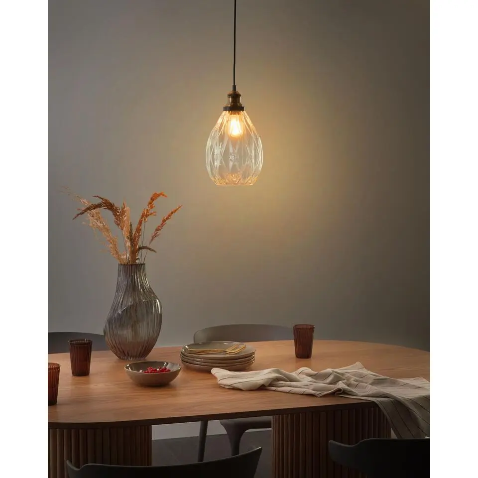 COOSA - Hanglamp - Transparant - 1 licht - Glas/Metaal