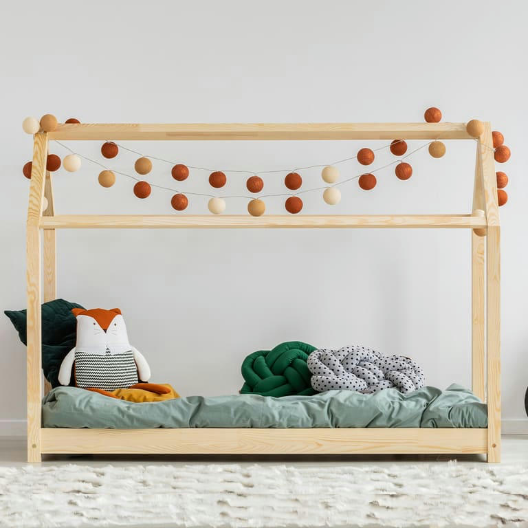 CÉLESTINE - Lit cabane 90x200 sommier inclus naturel