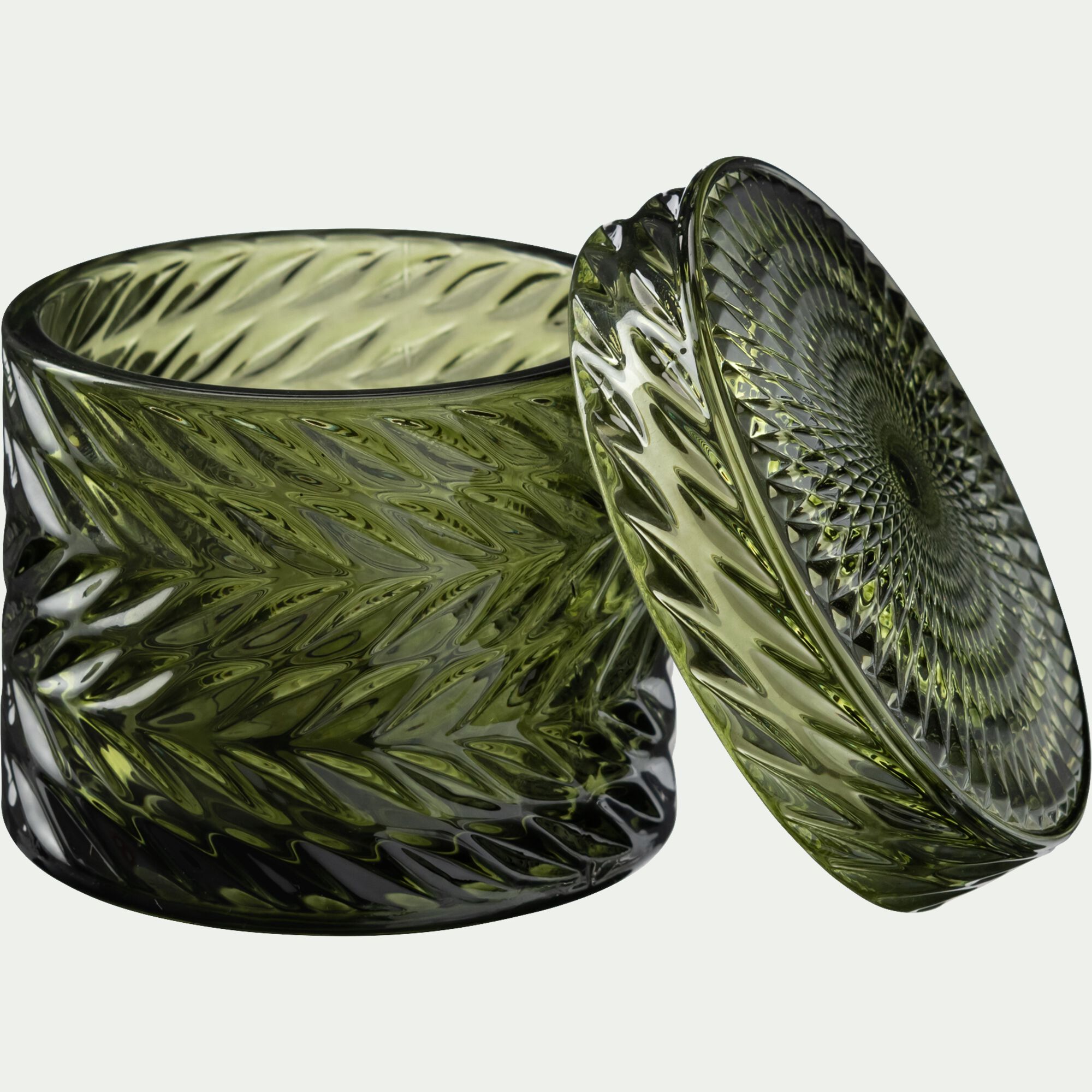 VERDA - Boite déco en verre - vert D8,8xH8,4cm