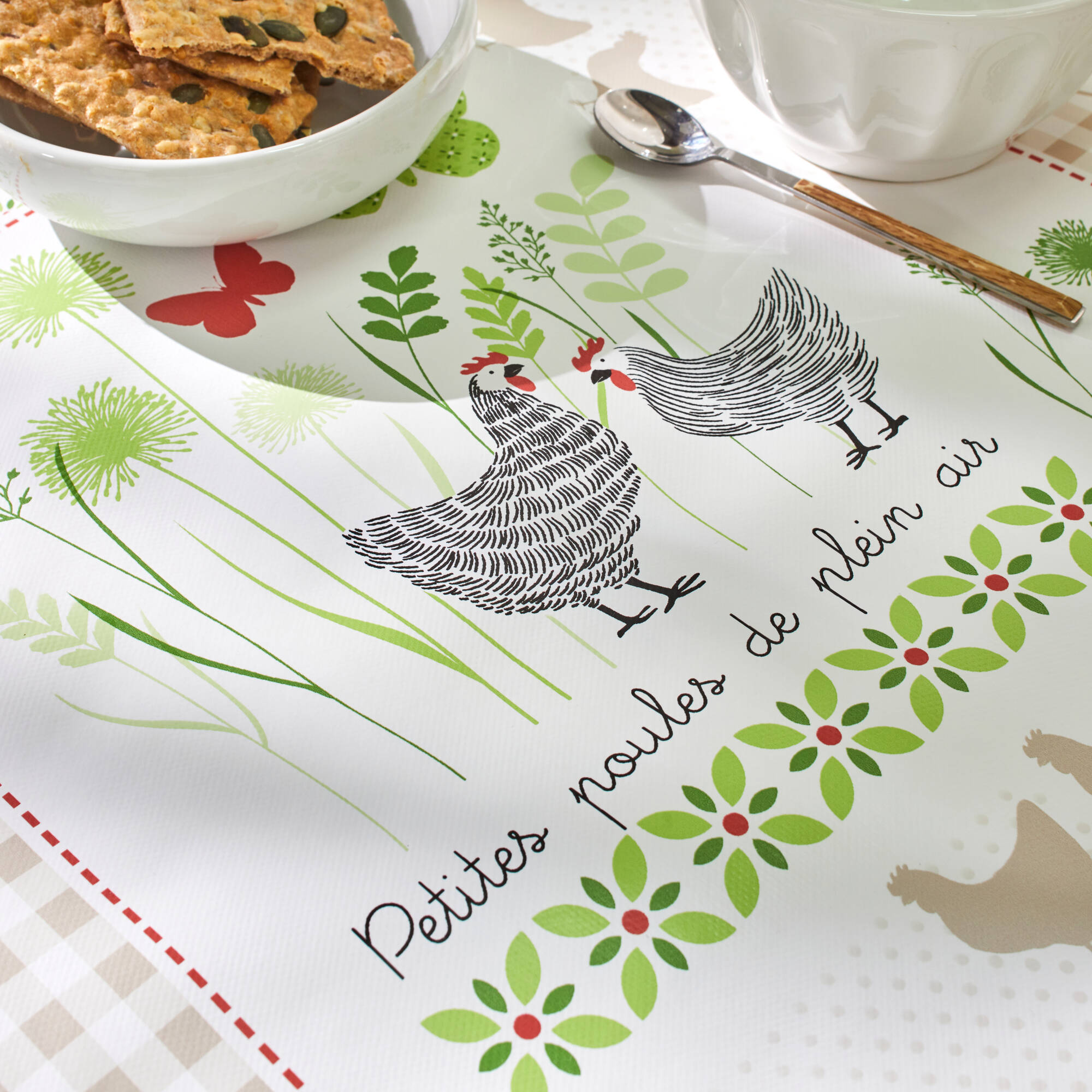 Nappe toile cirée imprimé poules