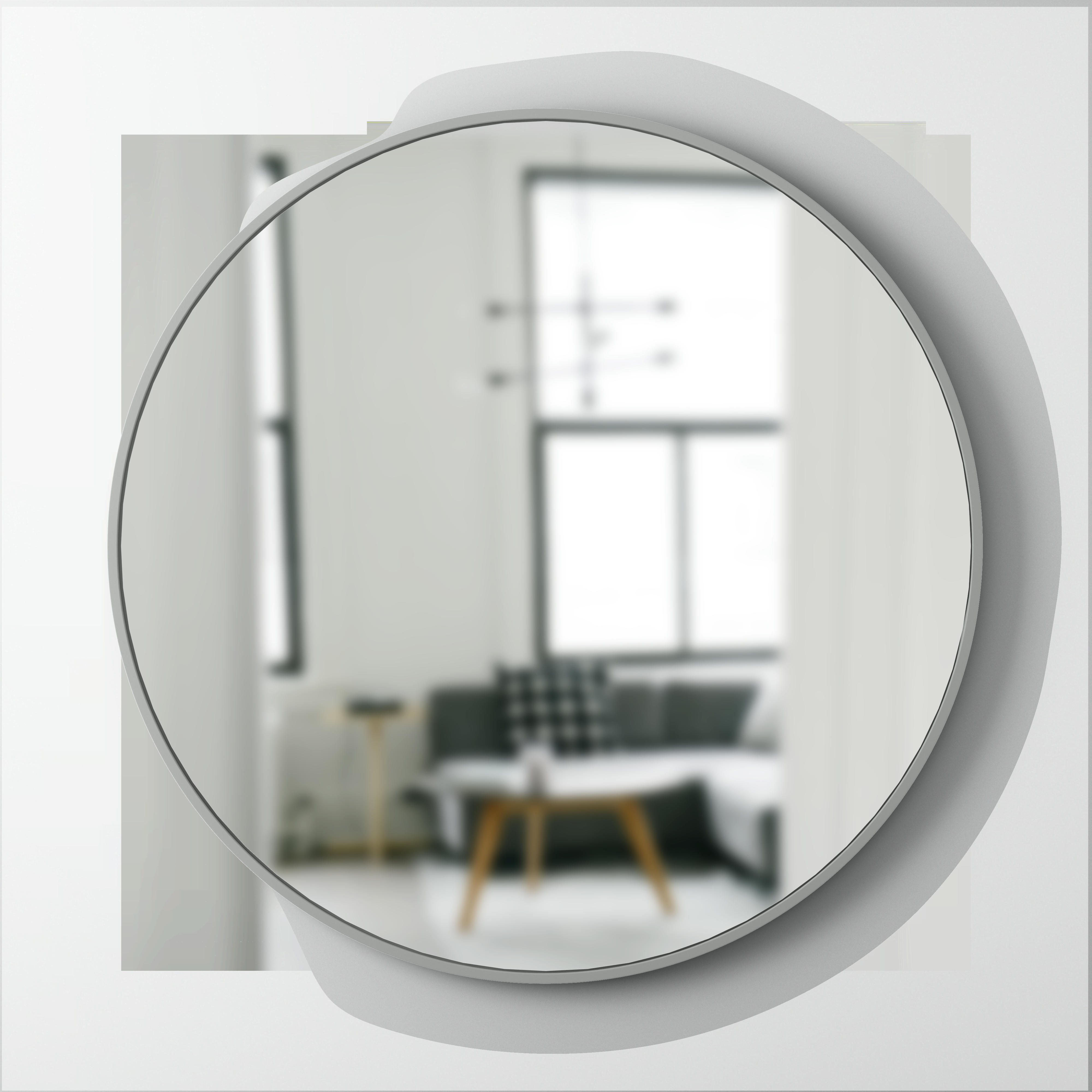 HUB - Miroir mural rond contour en caoutchouc gris D94cm