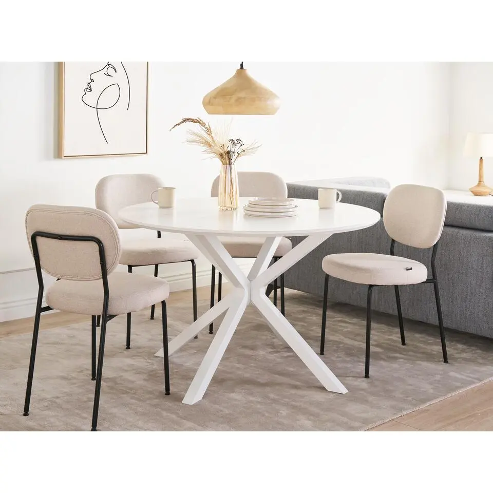 FITZROY - Eettafel - Wit - ? 120 cm - MDF/Metaal