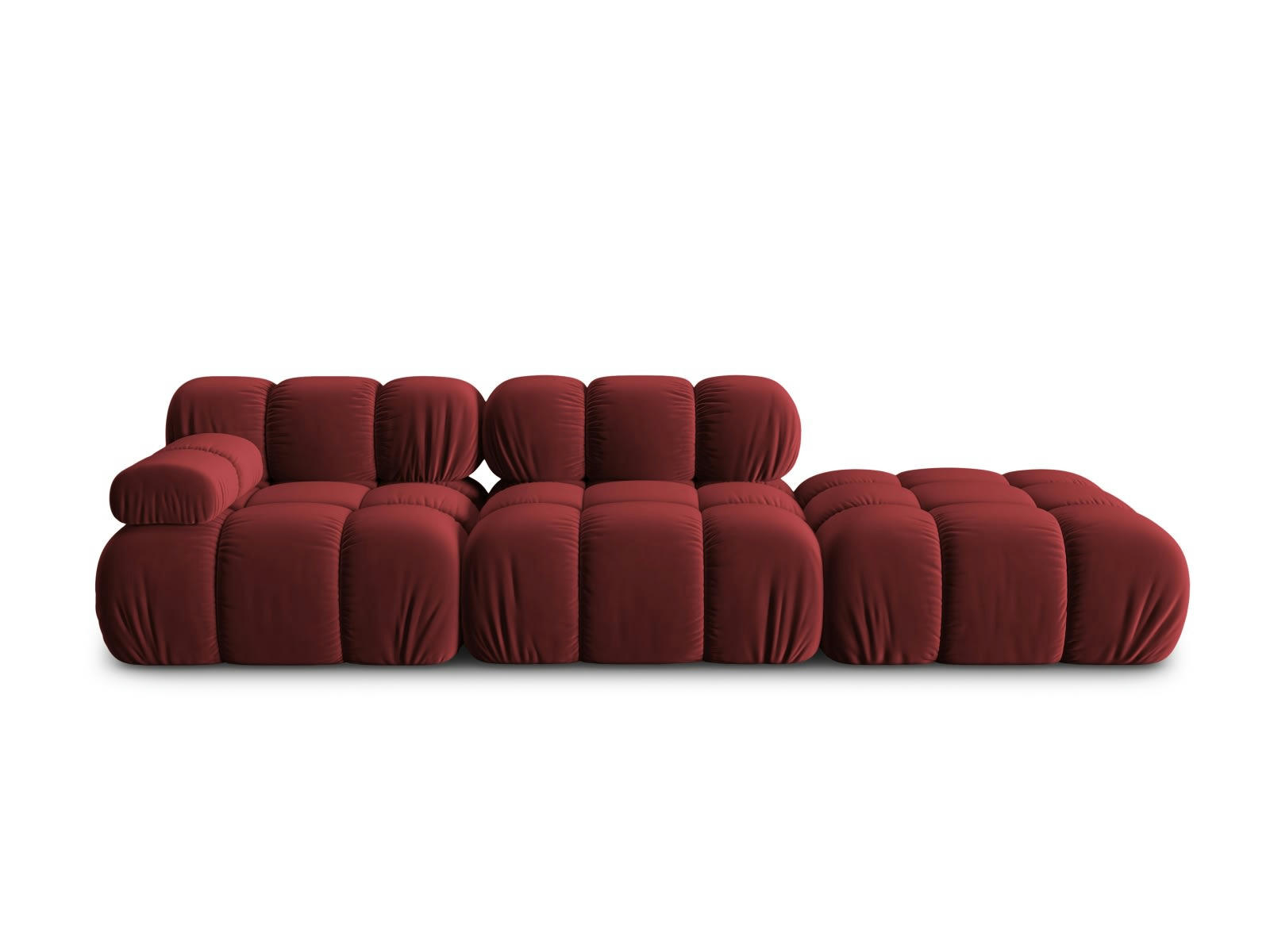 BELLIS - Canapé modulable droit 4 places en tissu velours rouge foncé