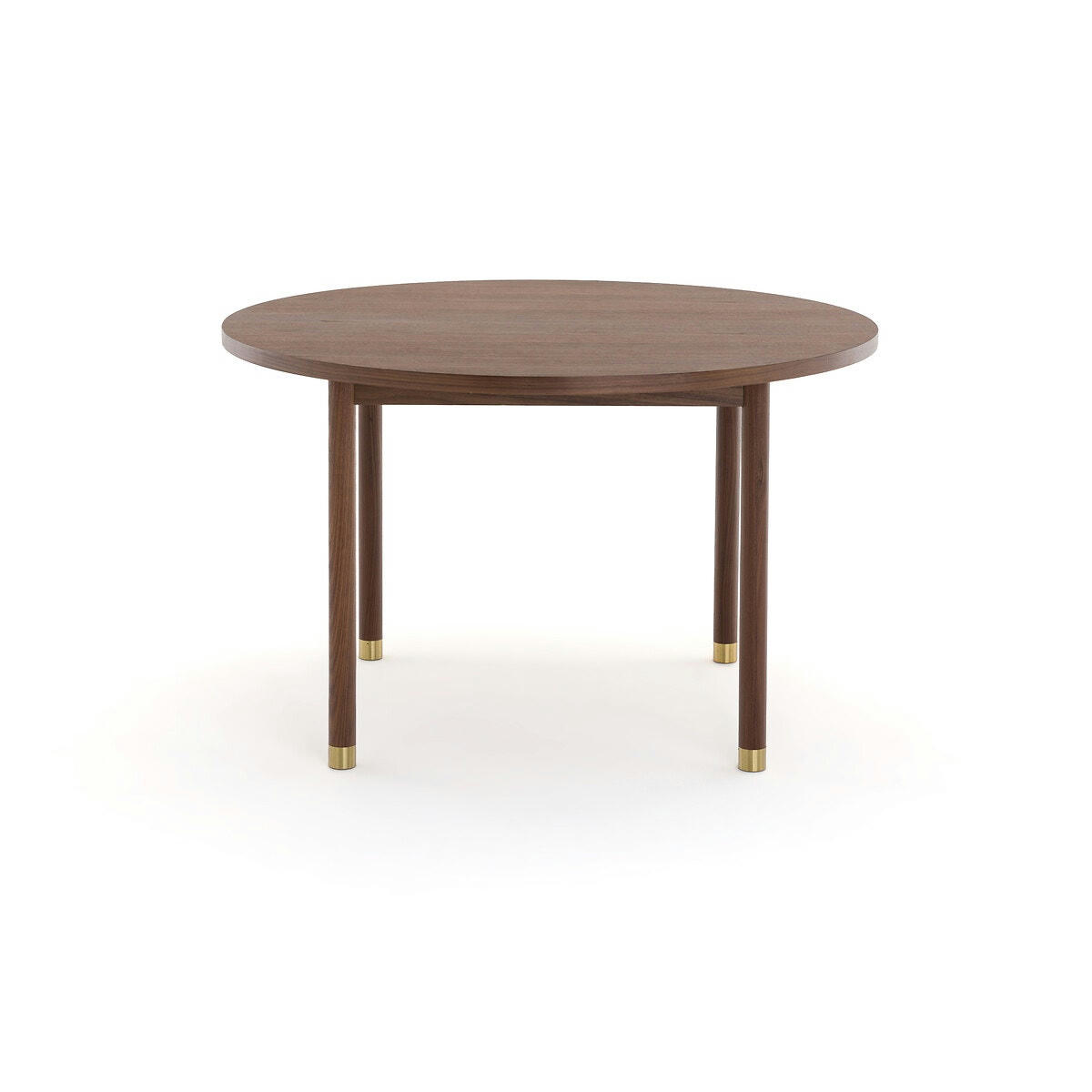 Table ronde 4 couverts plaqué noyer, Lambro