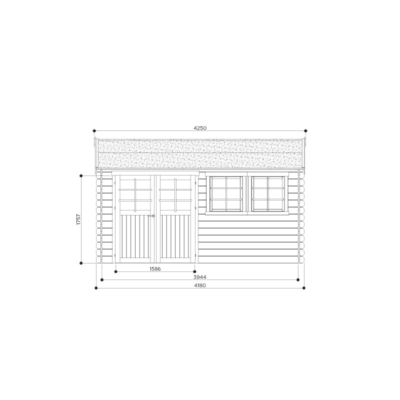 Abri de jardin en bois Lunel 28 mm 4,18 x 2,98 m SOLID