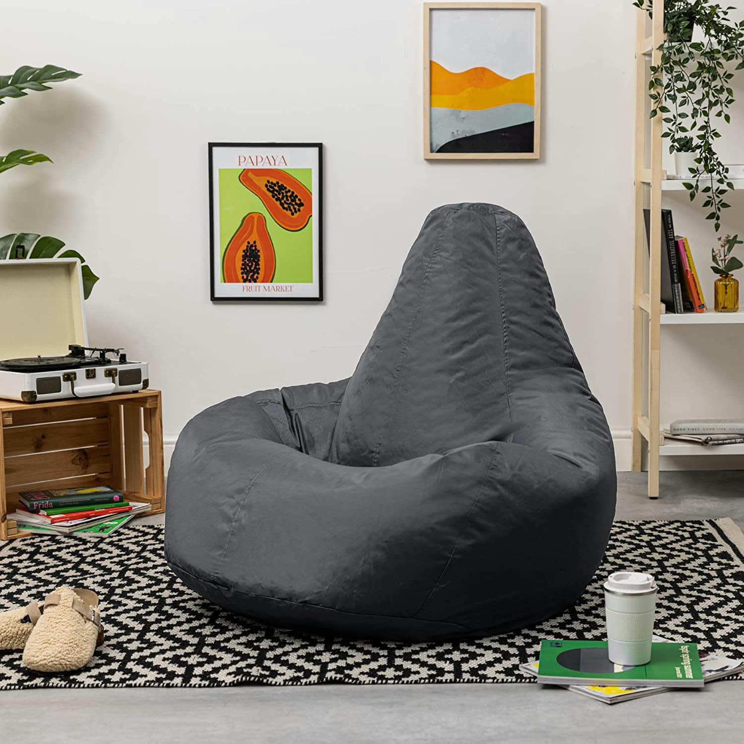 - Pouf inclinable avec repose-pied extérieur gris anthracite