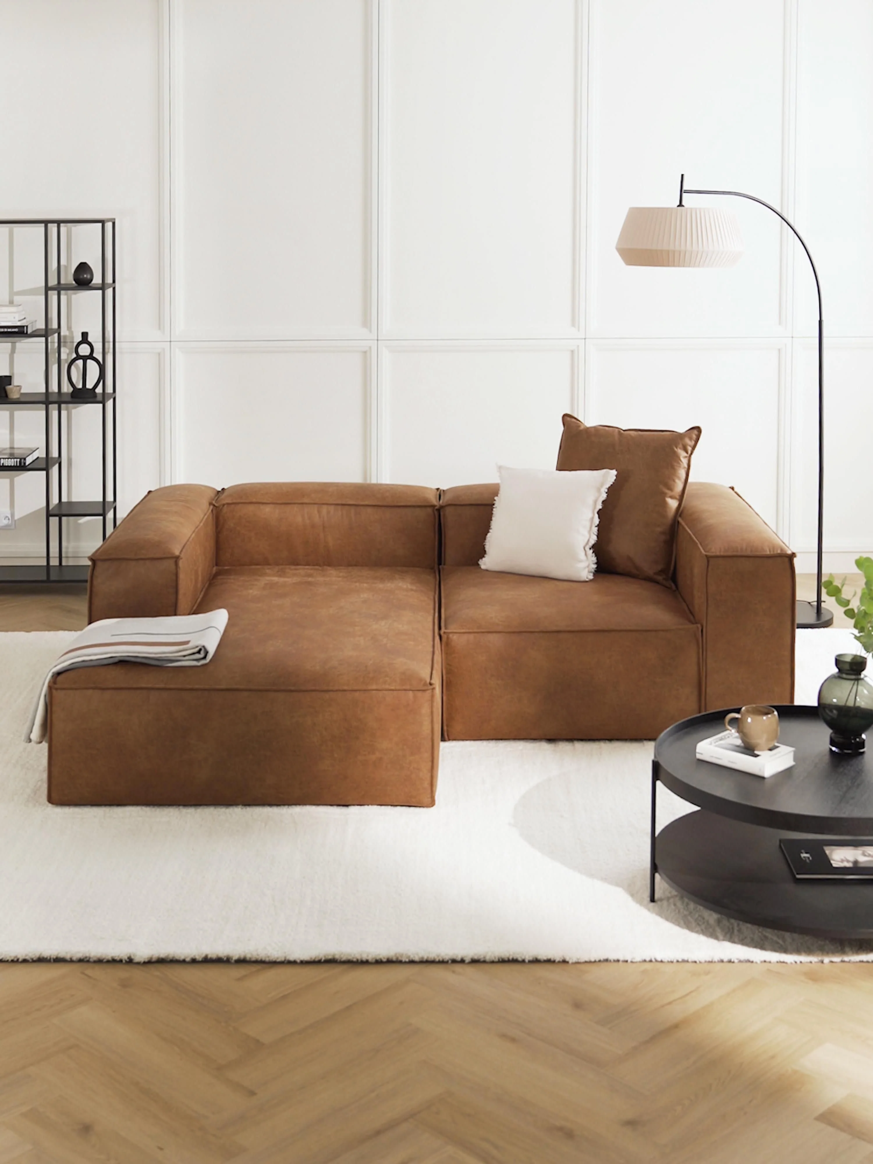 Modulares Ecksofa Lennon (2-Sitzer) aus recyceltem Leder