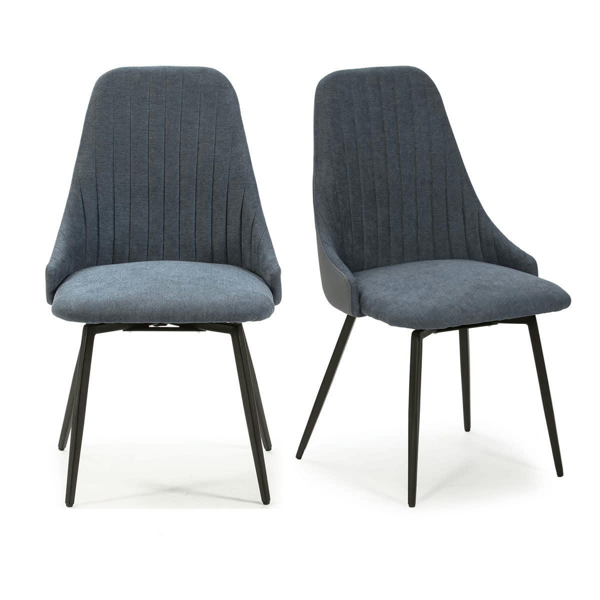BAIA - Lot de 2 chaises pivotantes en tissu bleu