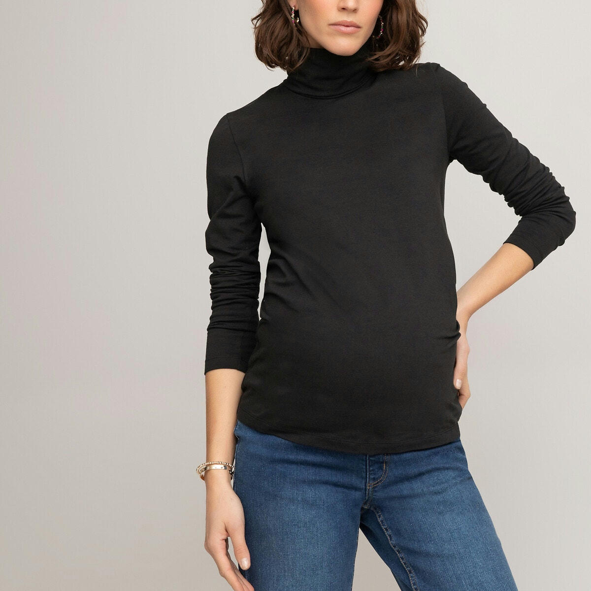 T-shirt de grossesse col roulé, coton bio