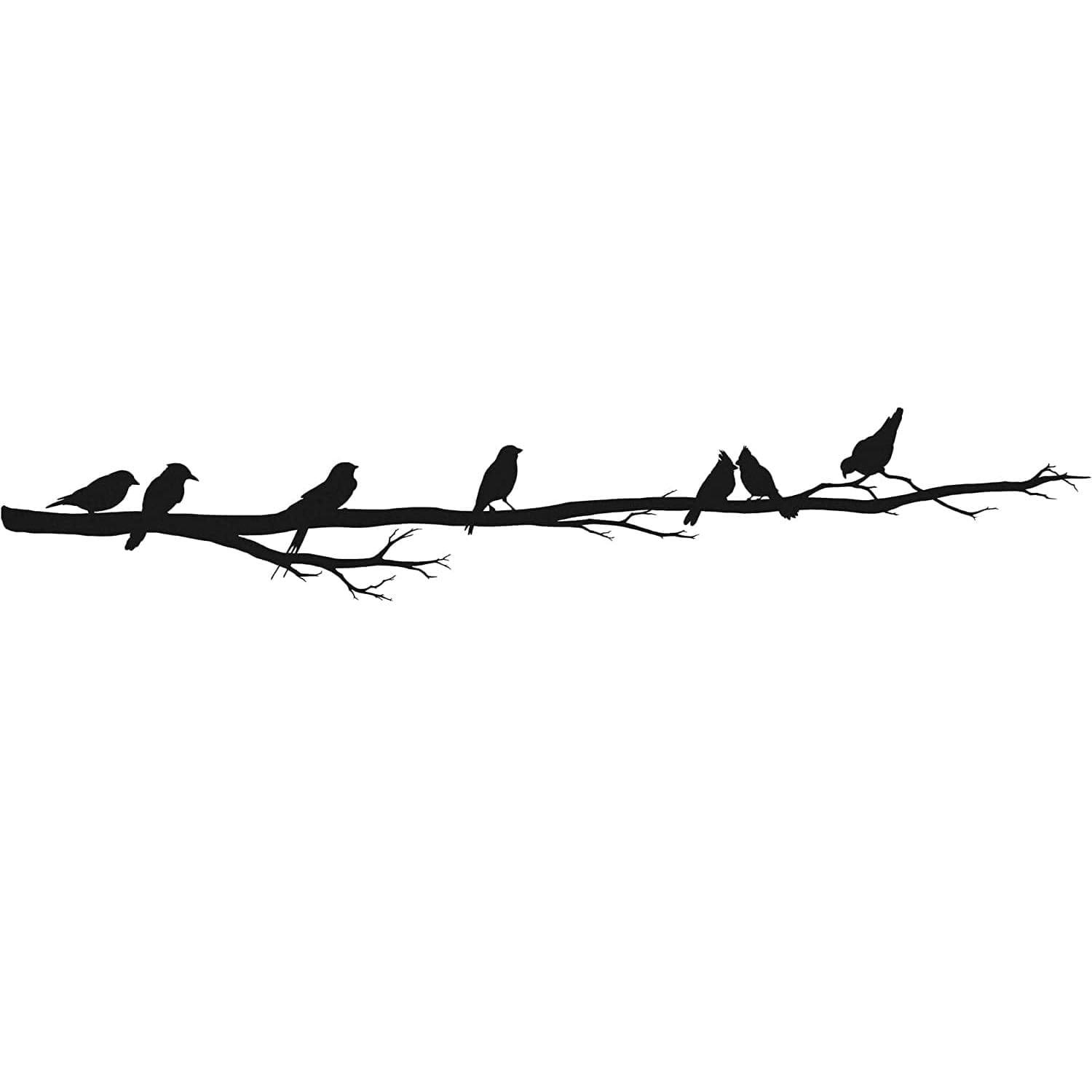 - Décoration murale oiseaux sur branche en métal noir 90x16 cm