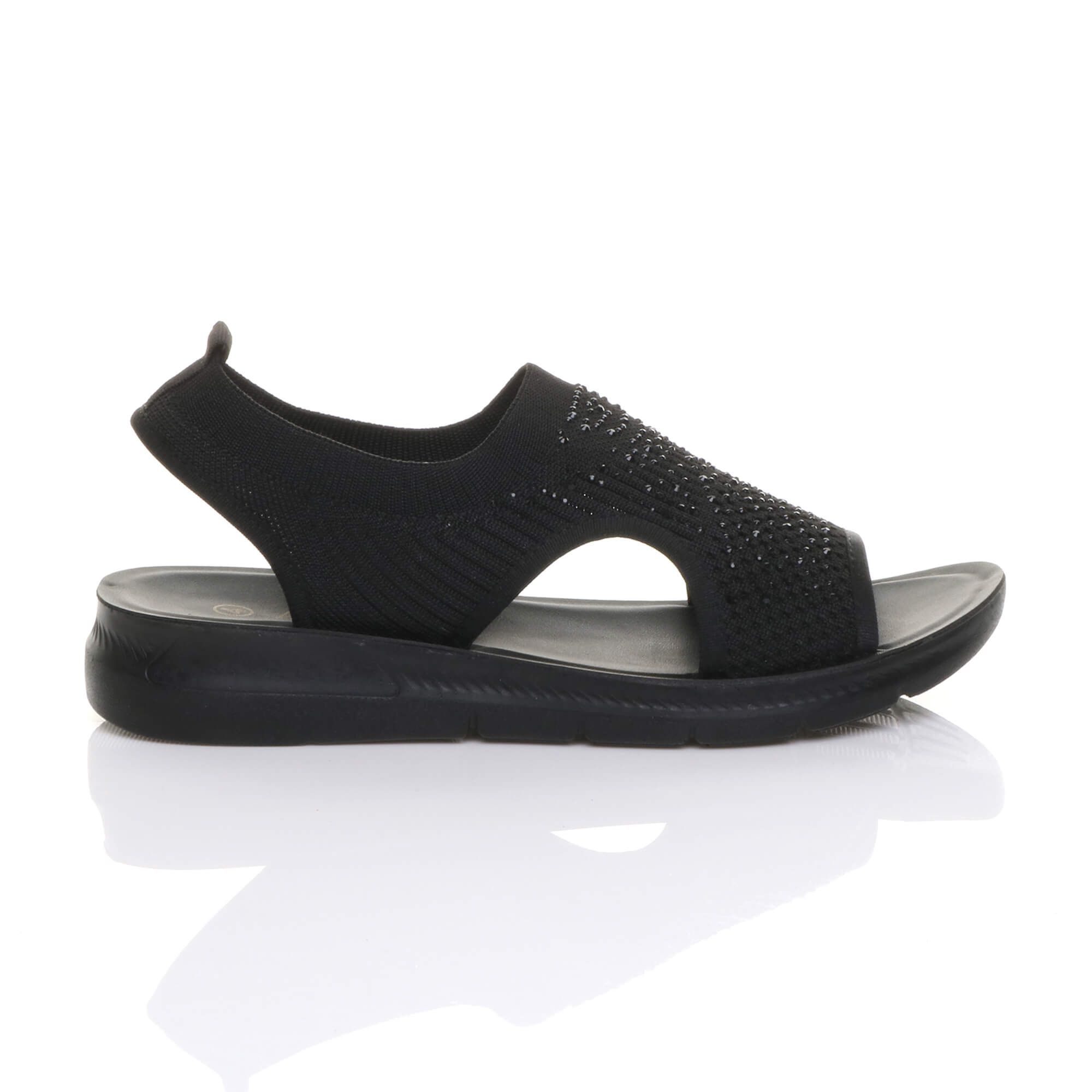 AJVANI Low Wedge Heel Slingback Diamante Summer Holiday Comfort Sandals