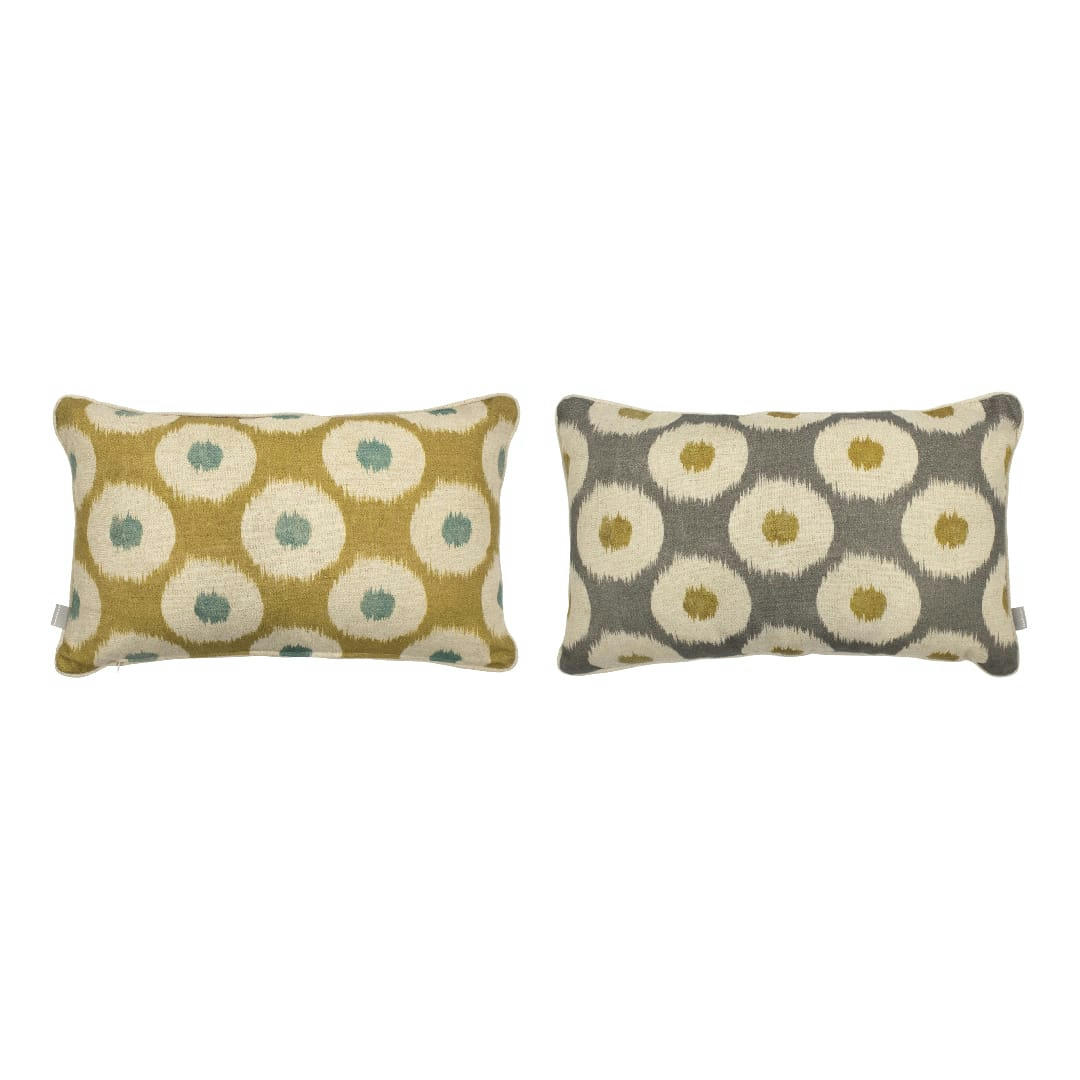 VIGO - 2 Housses de coussins 30x50 cm moutarde/gris