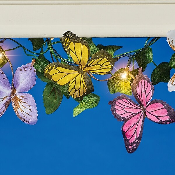 Solar LED Lighted Butterflies & Greenery Garland