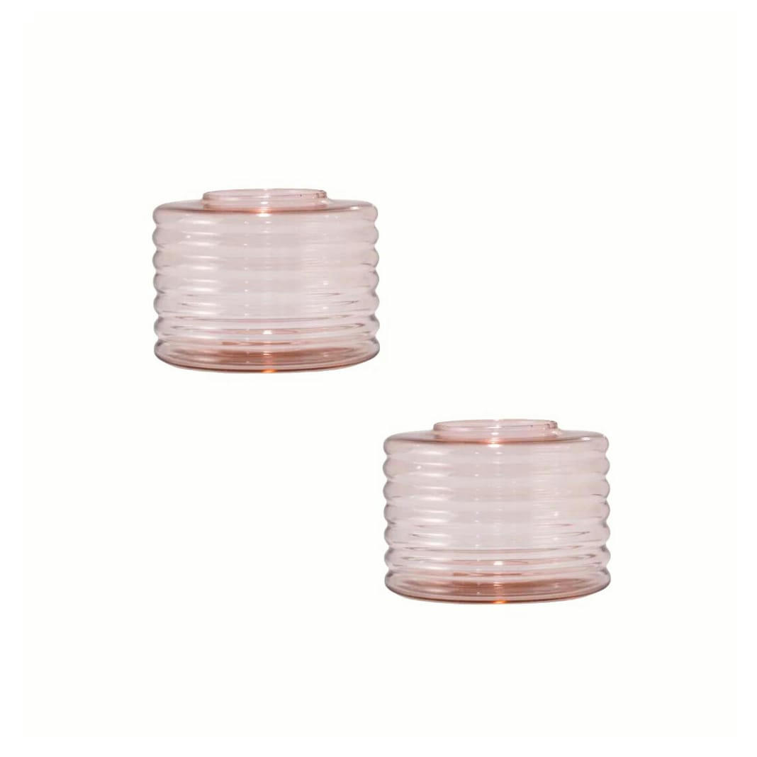 - DUO LUKA - 2 Vases déco en verre soufflé rose blush