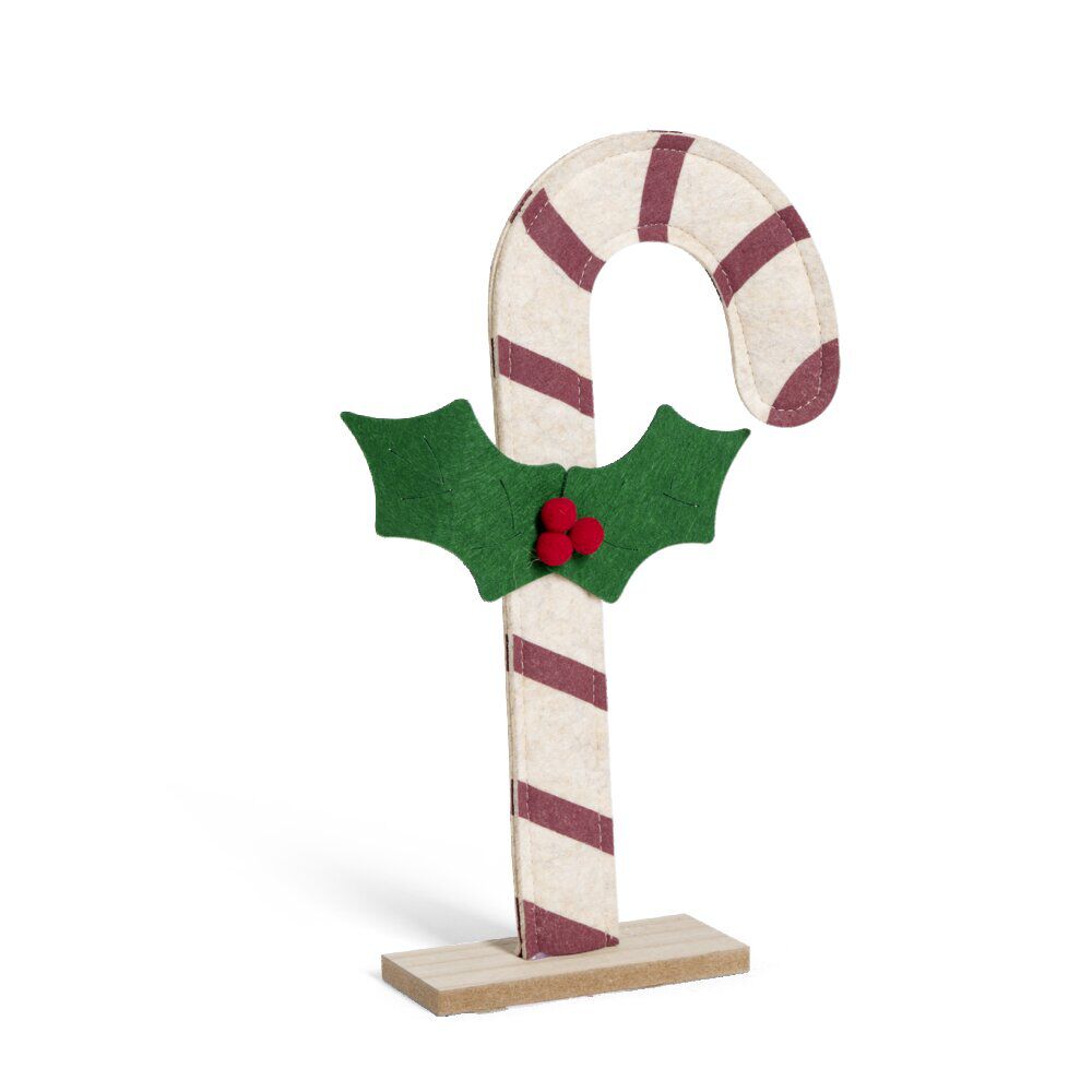 Sucre d'orge avec houx en feutrine à poser H30cm