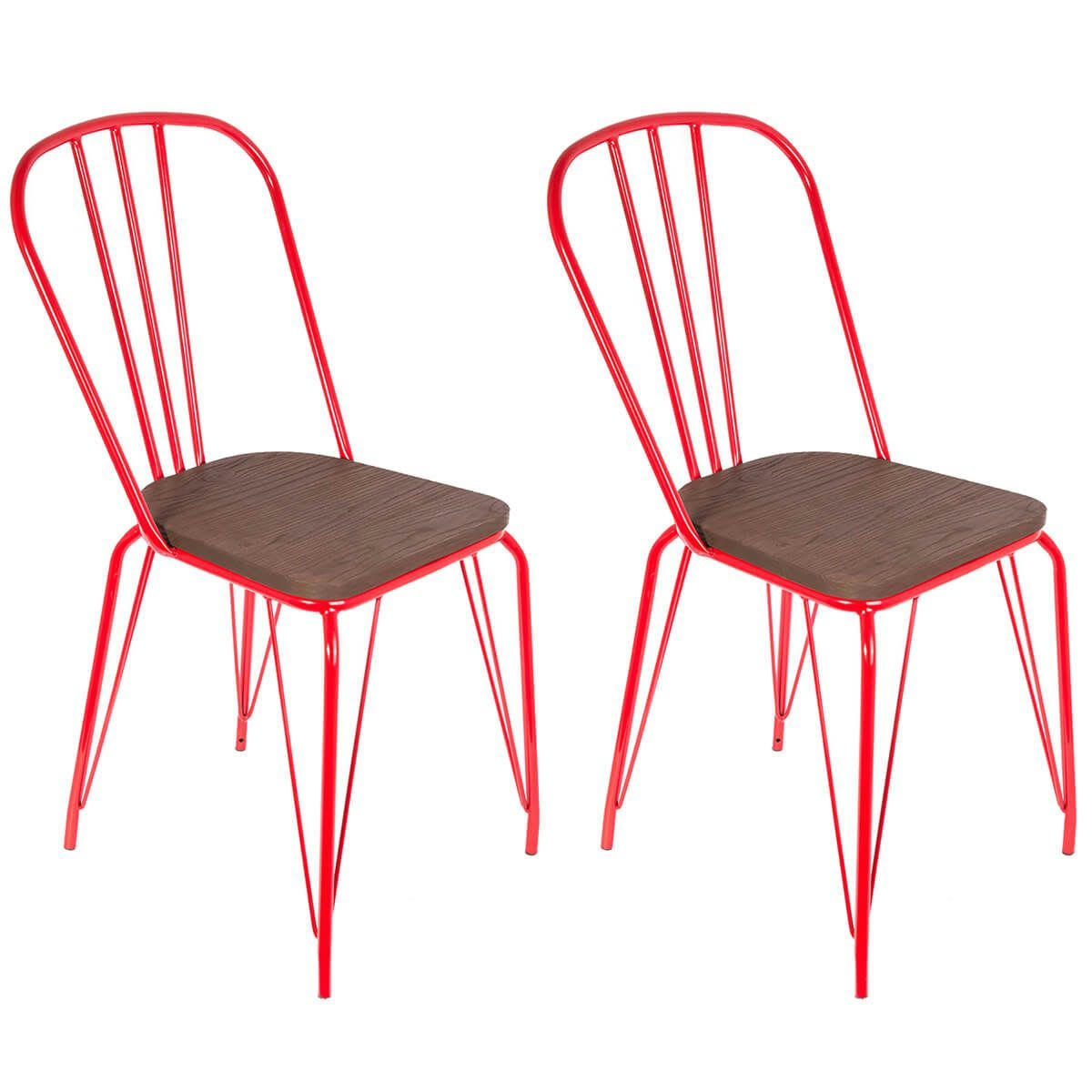 SCARLET - Lot  de 2 chaises métalliques rouges