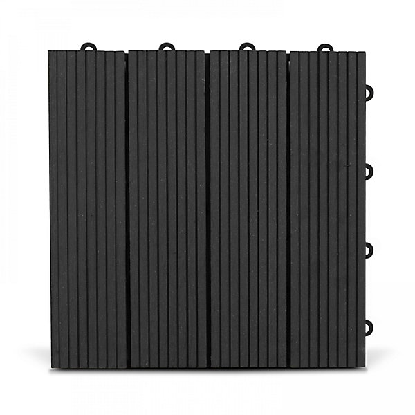 Lot de 16 dalles clipsables en bois composite grisOviala