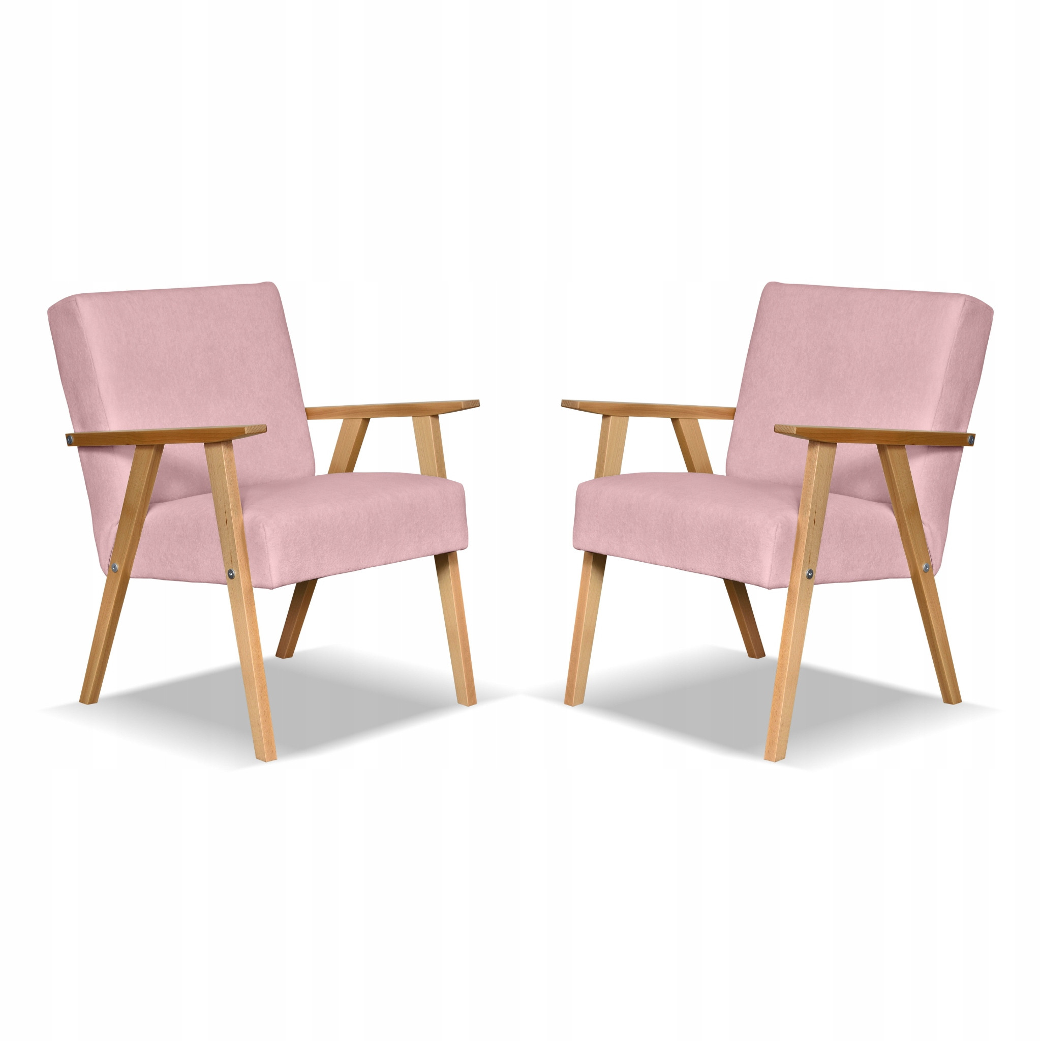Fotel PRL zestaw retro vintage SOLER Family Meble różowy welur Hunter