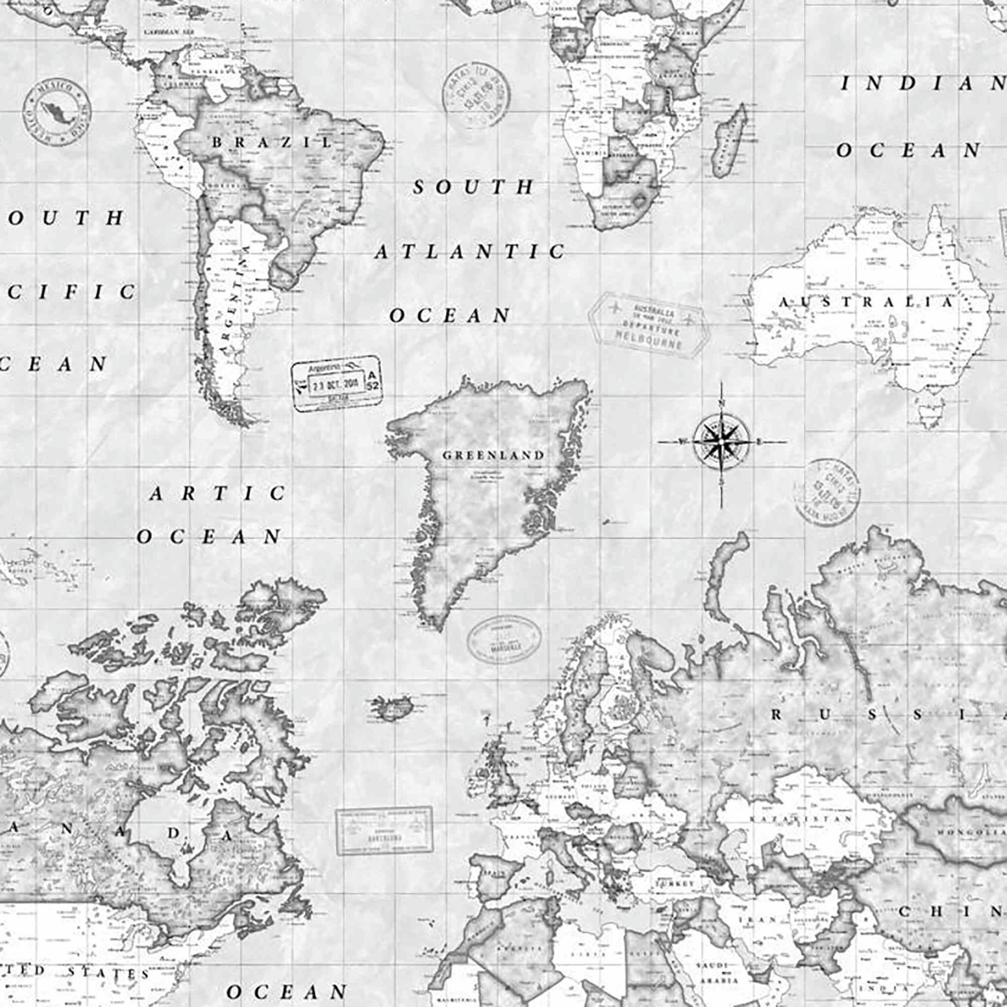 MUNDI GRIS - Nappe imprimée gris avec traitement anti-taches en coton 140x240 cm