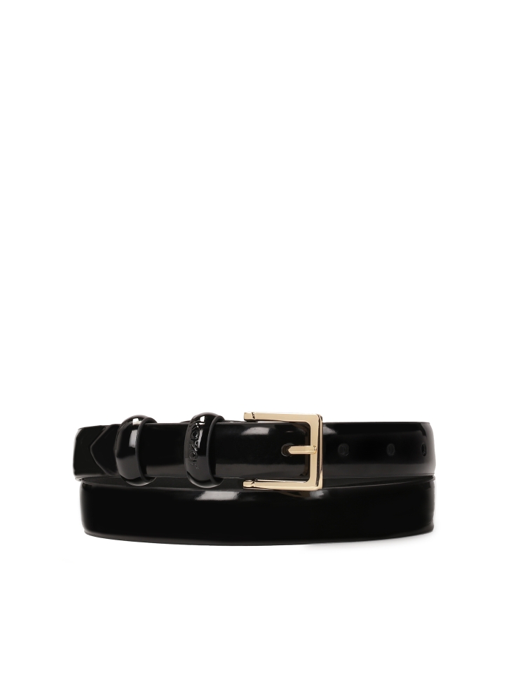 Narrow patent belt with a subtle buckle