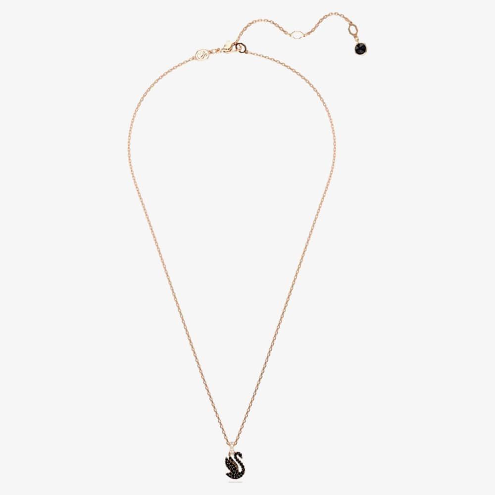 Swarovski Rose Gold Plated Black Swan Pendant Necklace 5678046
