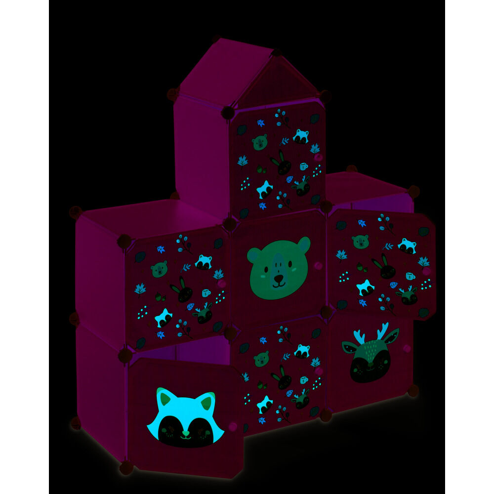 Meuble de rangement enfant forme maison 7 cases modulables 92x32xH108cm