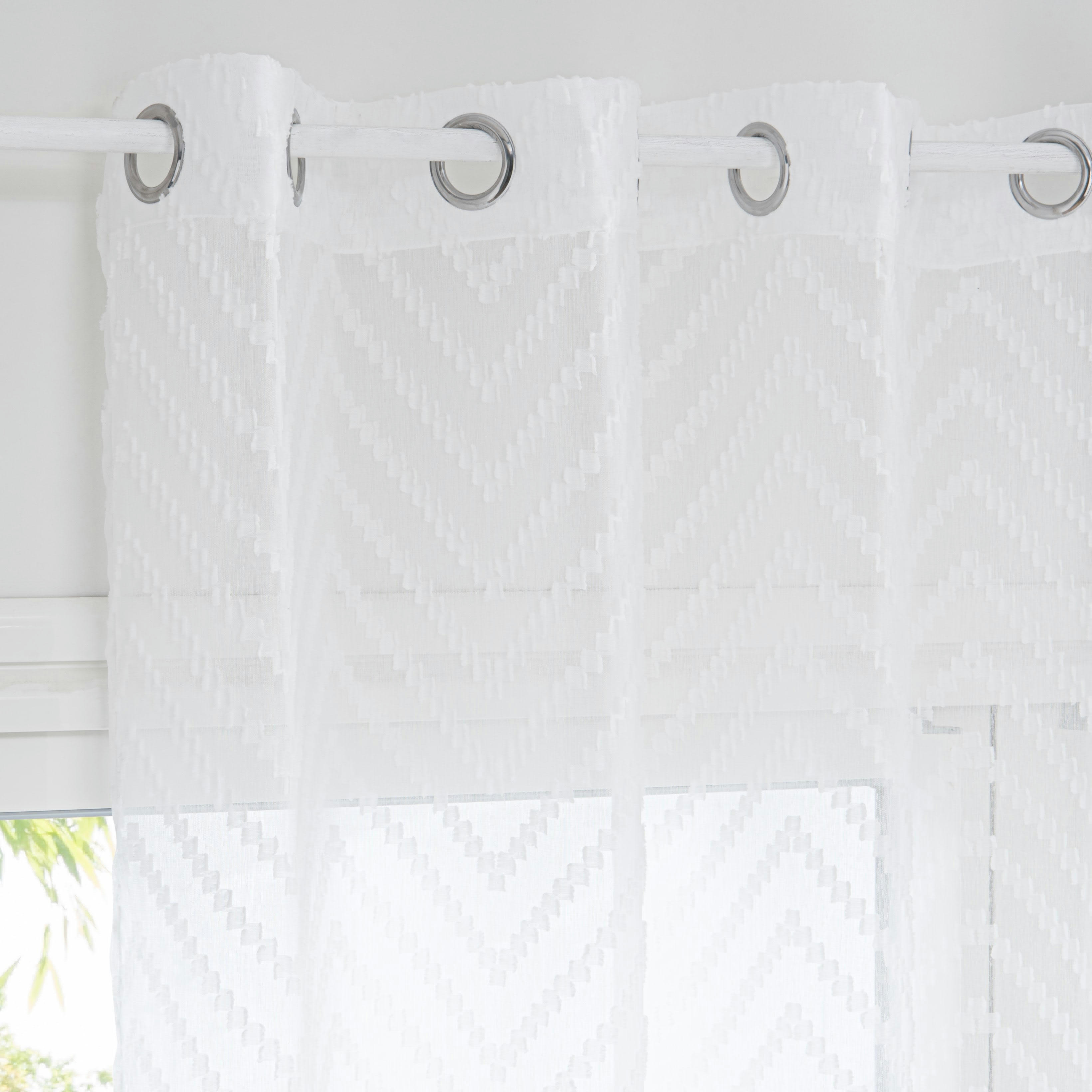 - Rideau voilage à œillets en polyester recyclé écru à l'unité 140x250