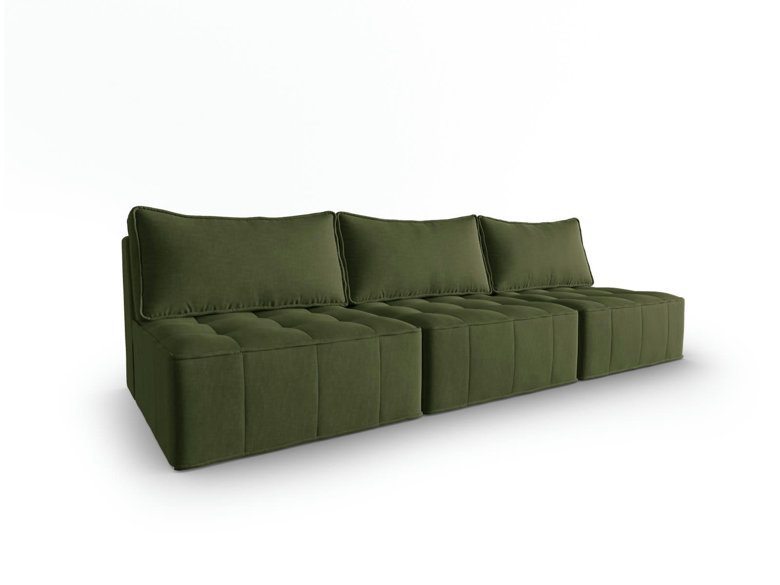 MIKE - Canapé modulable 5 places en tissu structurel vert