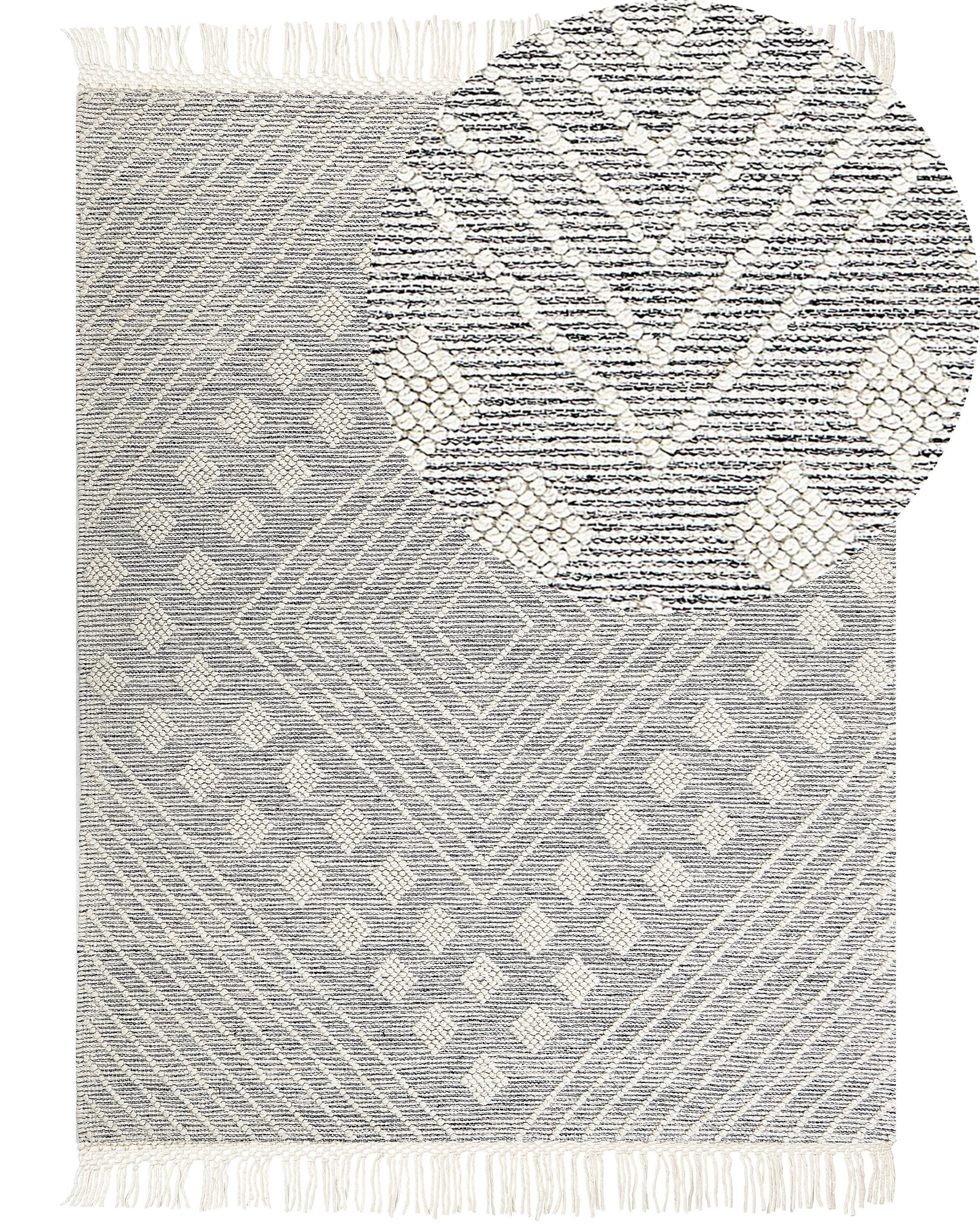 Dywan wełniany tkany 160x230 cm biało-szary