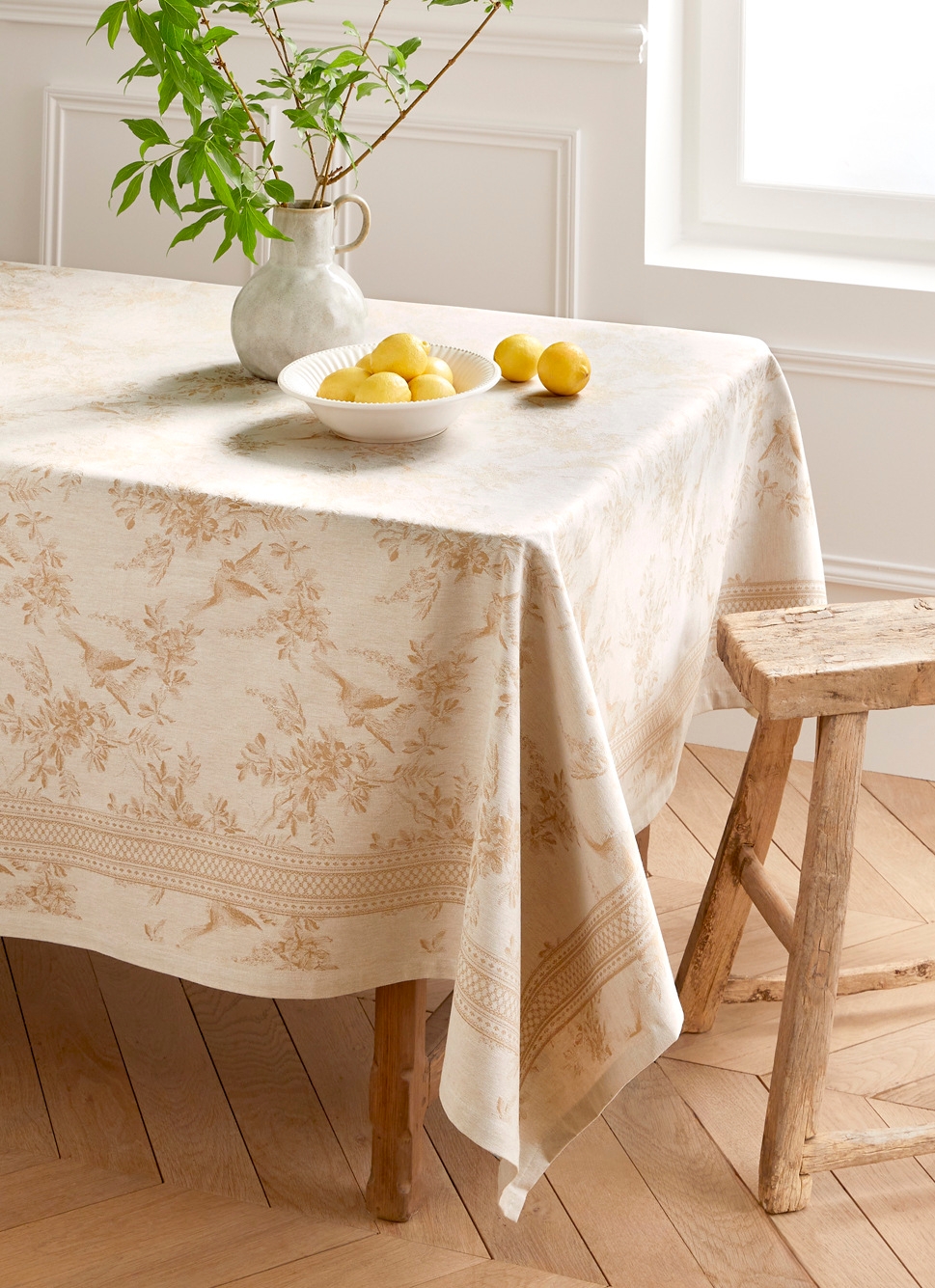 NAPPE JACQUARD EN COTON BEIGE