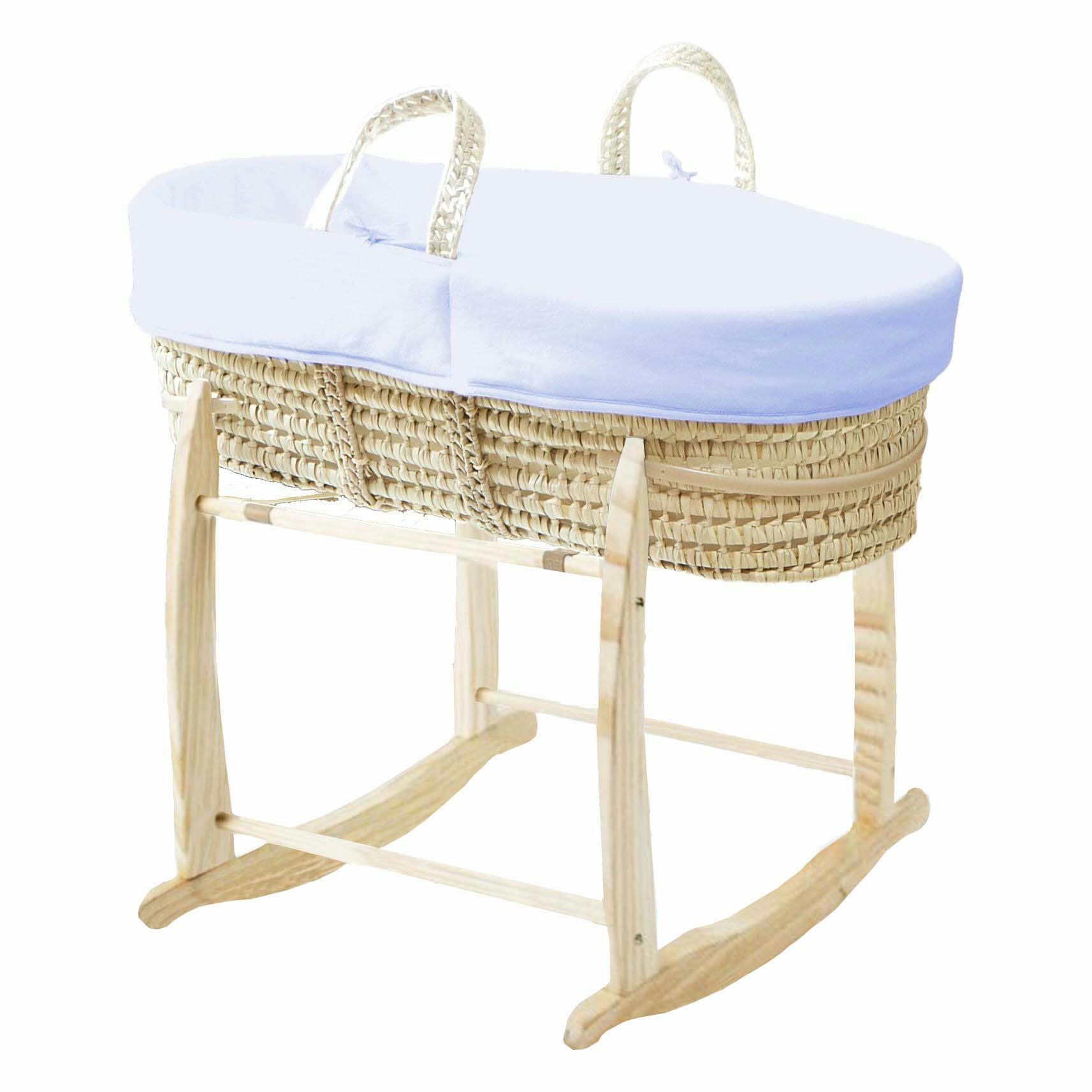 - Couffin avec Support Bois - Habillage Azur en Coton Bio