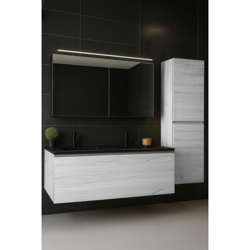 Colonne de salle de bain Trendline 2 portes chêne gris 40 cm THYS