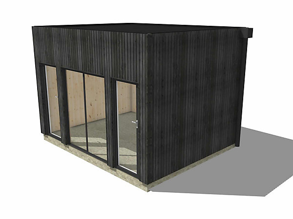 Bureau de jardin 4 saisons en bois 4,4 x 3,5 x 3,2 m / isolation RE2020