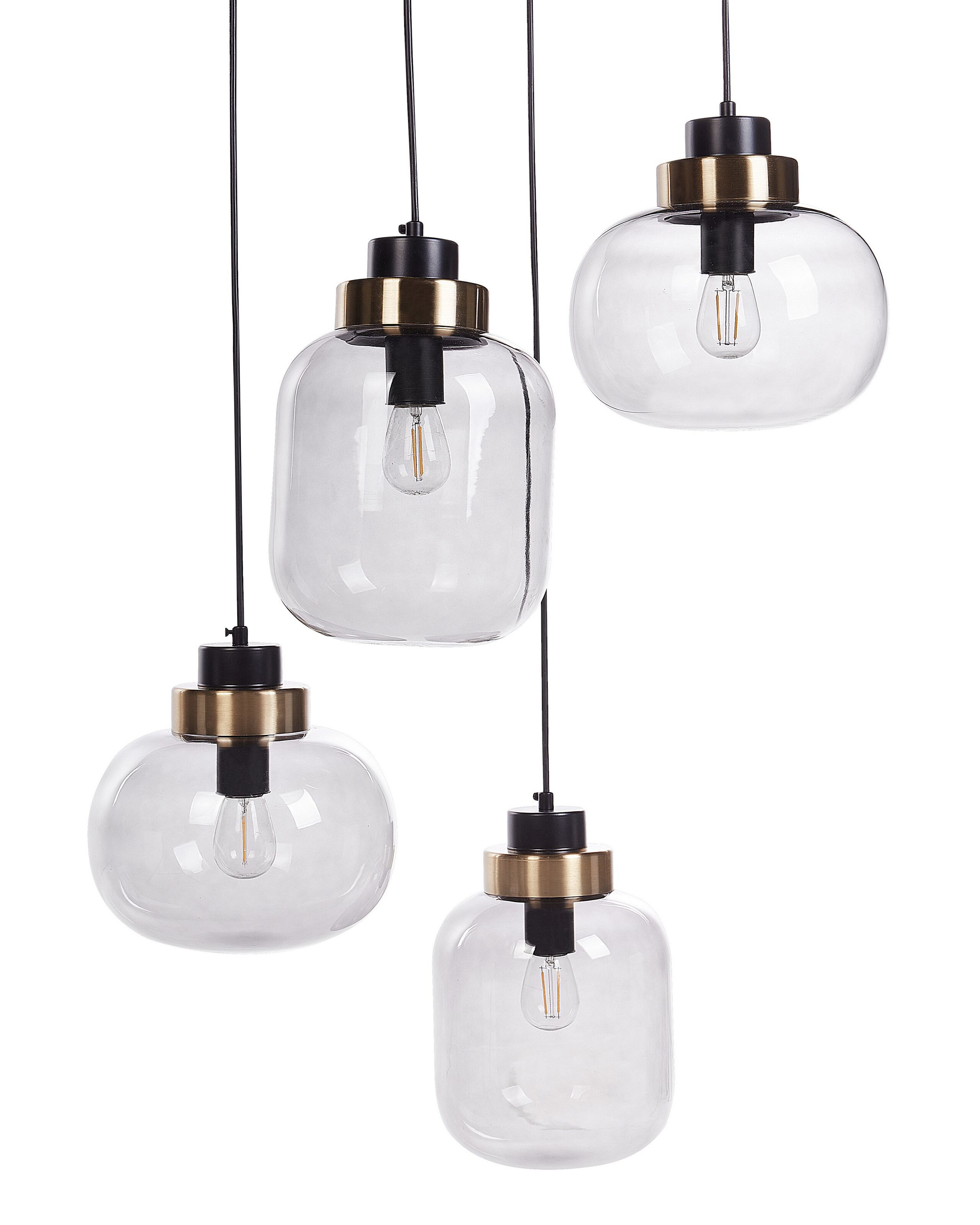 Lampa wisząca 4-punktowa przezroczysta szara