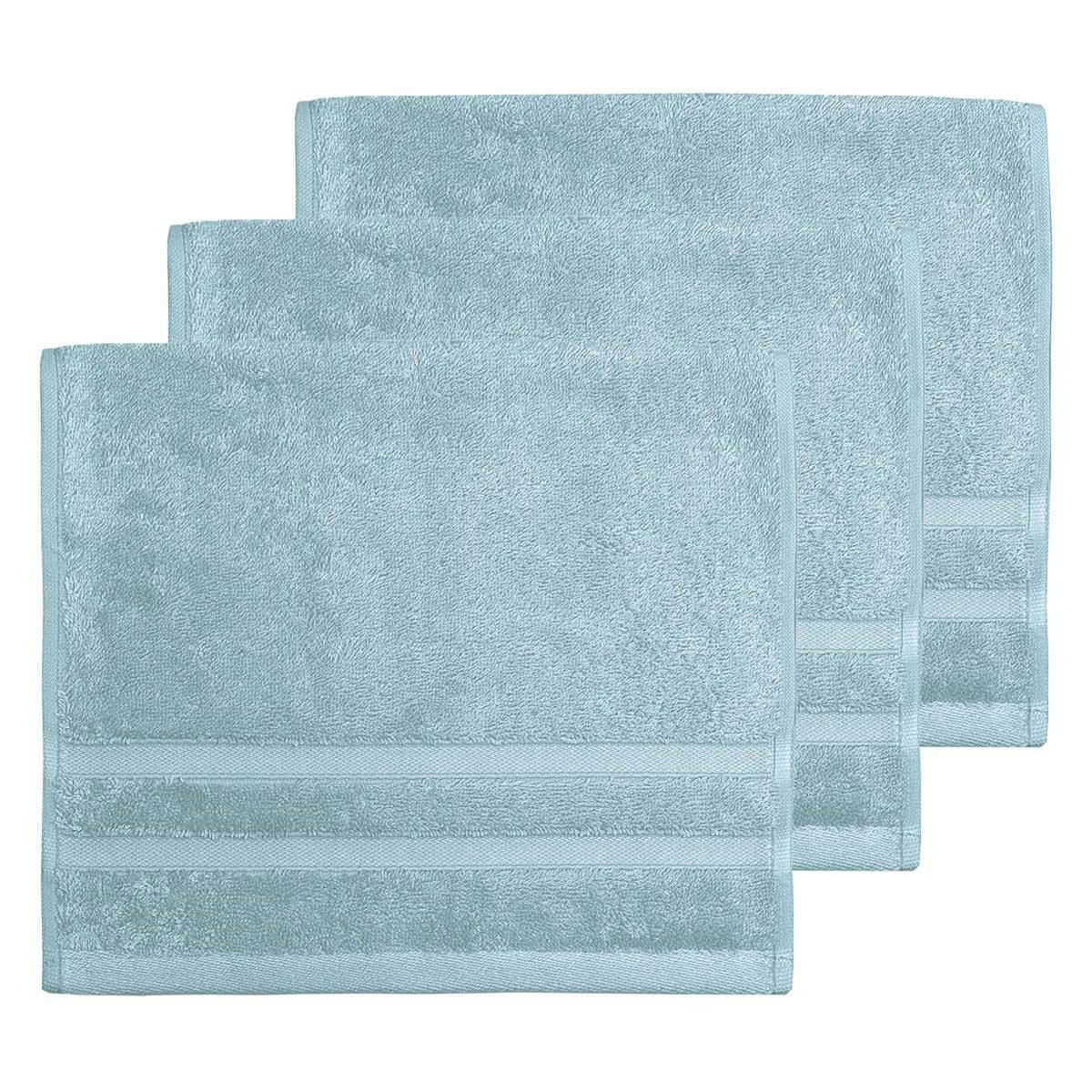 SENSILK - Lot de 3 serviettes invité 600 gr/m²  bleu arctic 30x50 cm