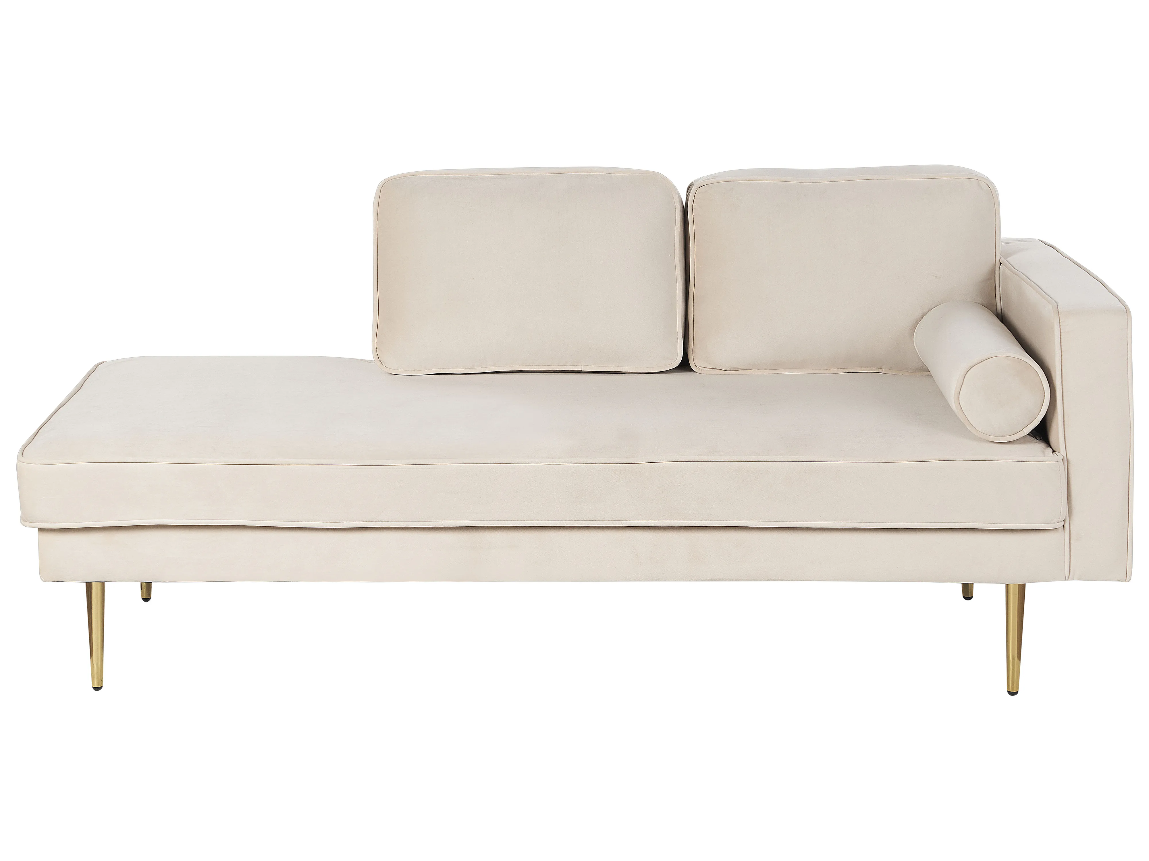 Left-Hand Chaise Longue MIRAMAS Velvet Beige